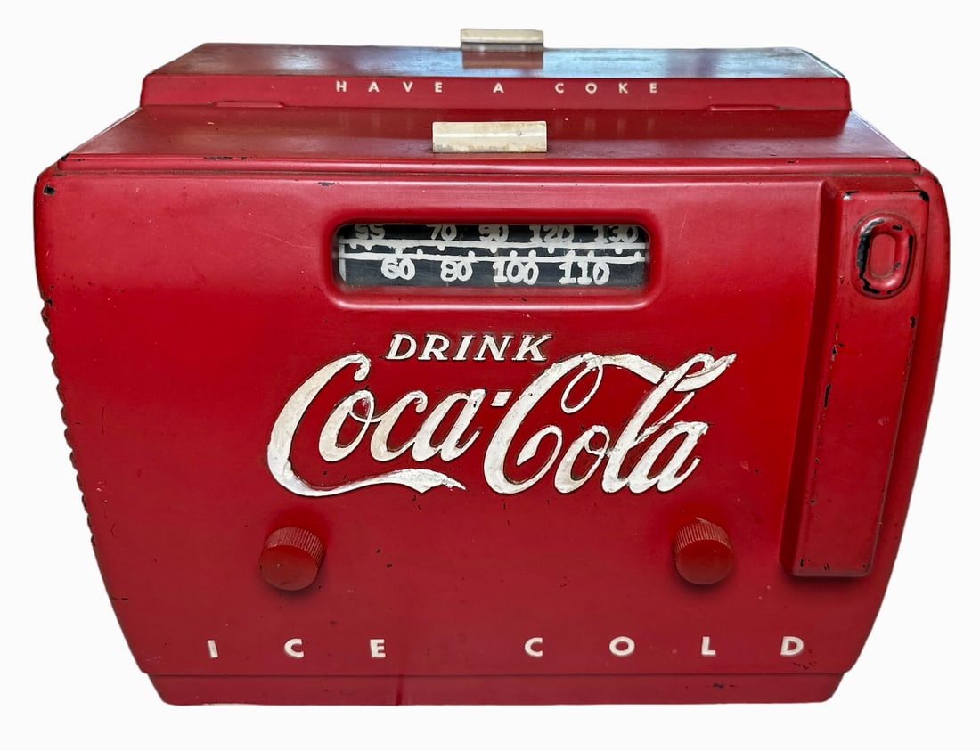 COCA-COLA TABLE RADIO: WORKING CONDITION. MODEL 5A410A COOLER RADIO.