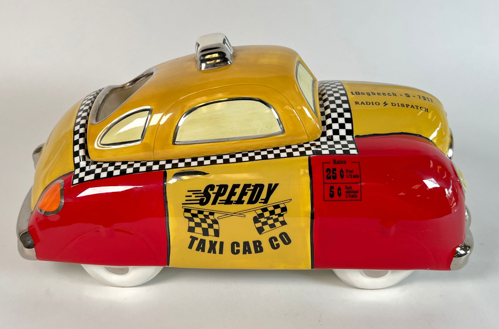 HENRY CAVANAGH SPEEDY TAXI CAB CO. COOKIE JAR: 15"X8"X9"