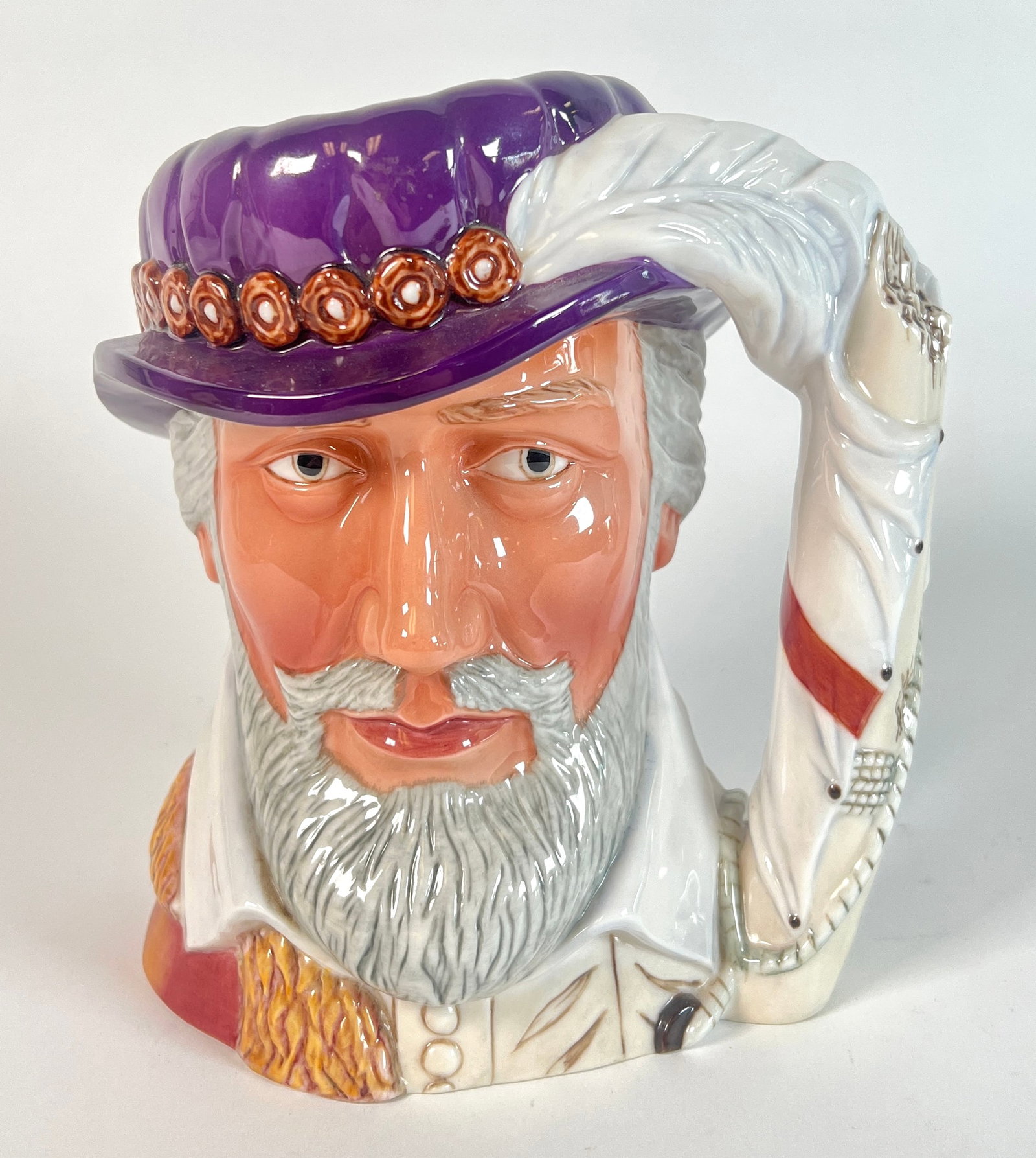 FRANKLIN PORCELAIN STUDIO LARGE TOBY CHARACTER MUG: SIR RICHARD GRENVILLE BY GERALD EMBLETON, 1984. 8"