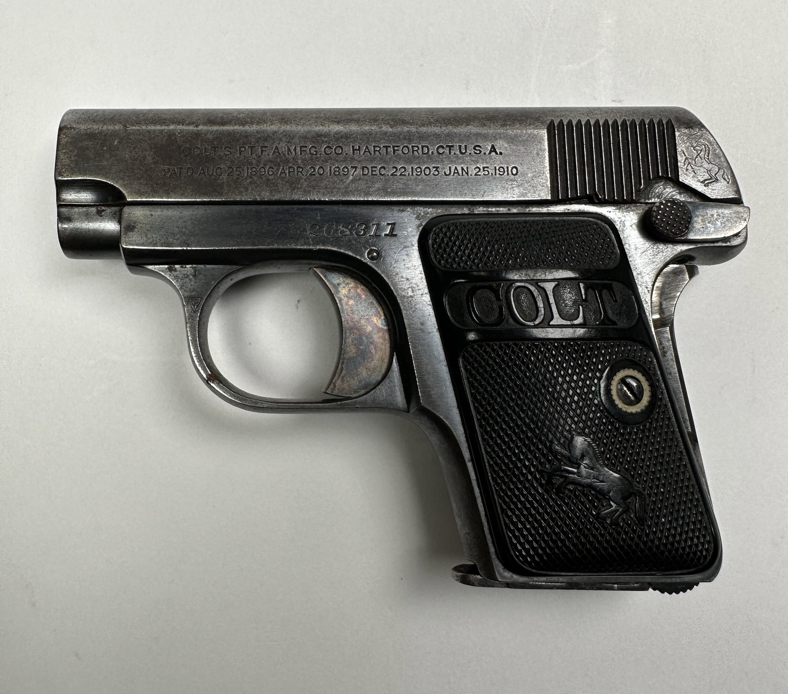 COLT 25 AUTO PISTOL: 1910 COLT 25 SEMI-AUTOMATIC PISTOL.