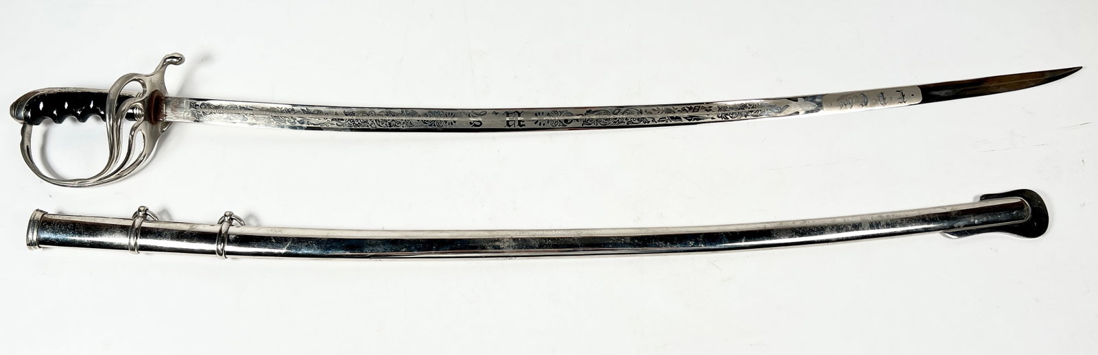 U.S. MILITARY M.1902 OFFICER'S SWORD: HENDERSON AMES MFG. CO. ETCHED BLADE, E.V. CATOE.
