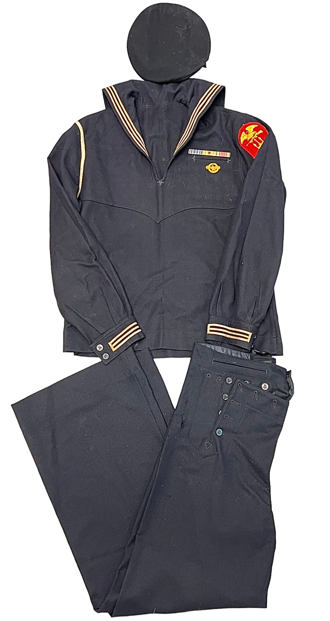 WWII U.S. NAVY AMPHIBIOUS FORCES: UNIFORM, 1945 SIGNAL FLAG, PHOTOS AND MORE.