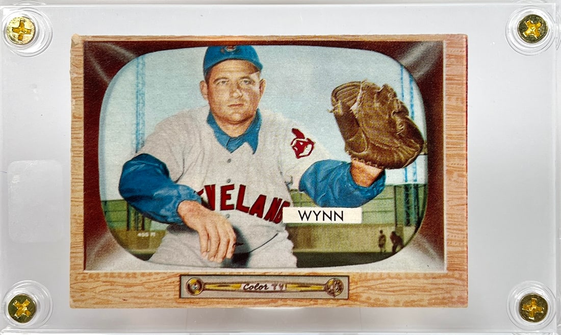 1955 Bowman Early Wynn Card #38: MOUNTED IN HARD CASE HOLDER. GRADE BY PHOTO