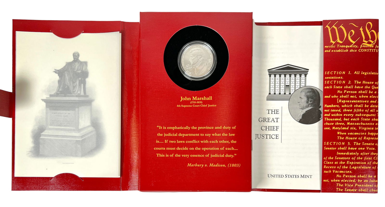 2005 JOHN MARSHALL COIN AND CHRONICLES SET: SILVER DOLLAR, OGP