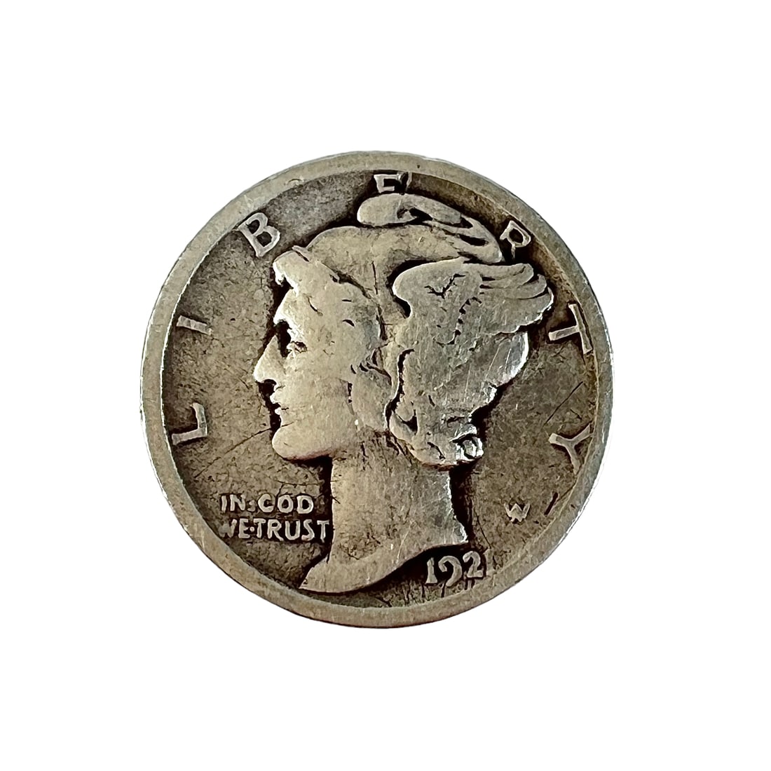 1921-D MERCURY DIME: F