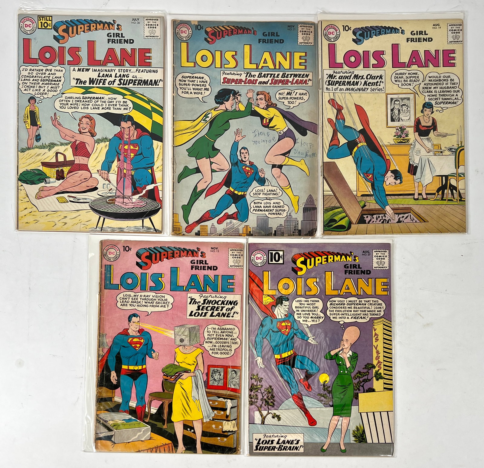 Early Silver age Lois Lane Comics: #13(1959)G+,19(1960)FN-21((1960)VG,26(1961)FN-,27(1961)FN