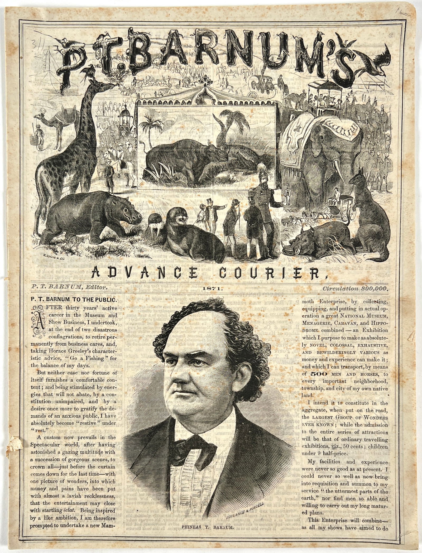 1871 P.T. BARNUM ADVANCE COURIER (1 of 3)