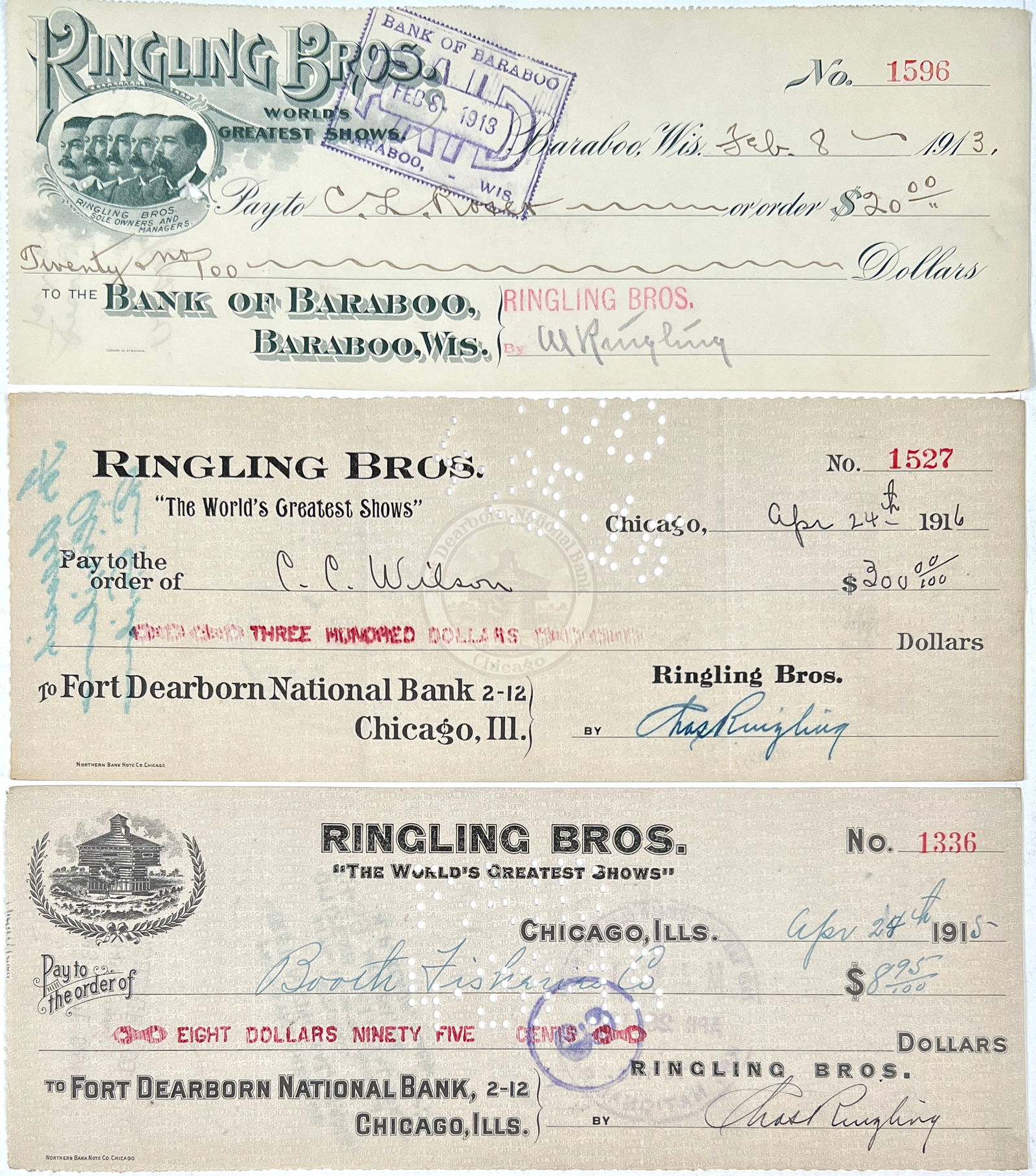 RINGLING BROS. CIRCUS BANK CHECKS (1 of 1)