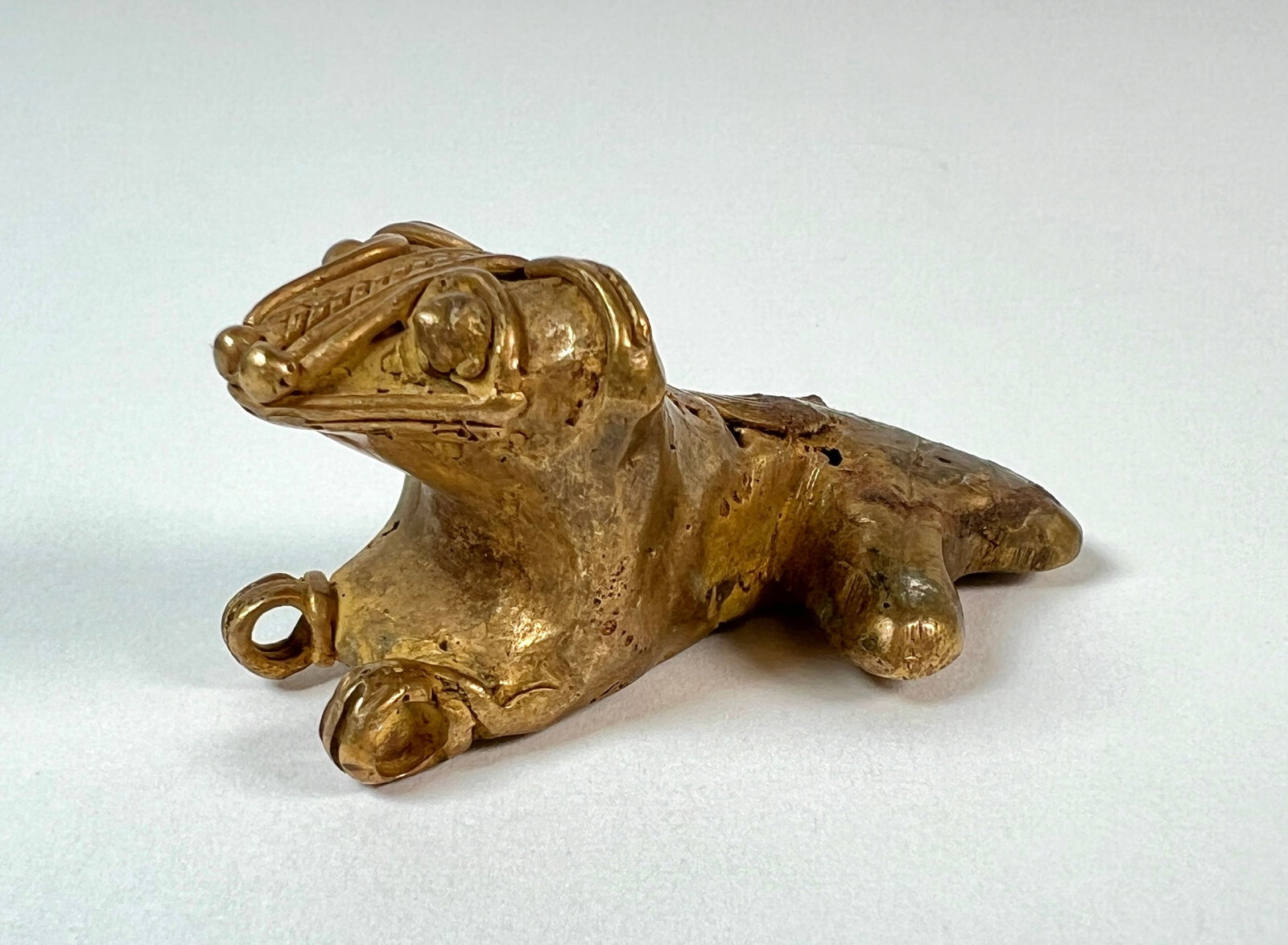 TAIRONA TUMBAGA FROG GOLD EFFIGY: COLUMBIA - TAIRONA TUMBAGA FROG. 2"L