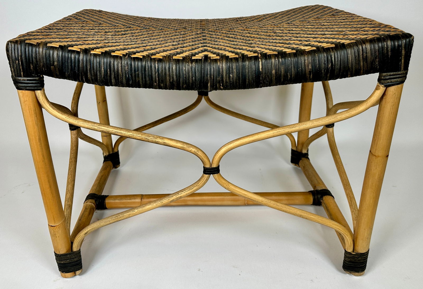 VINTAGE RATTAN STOOL (1 of 2)
