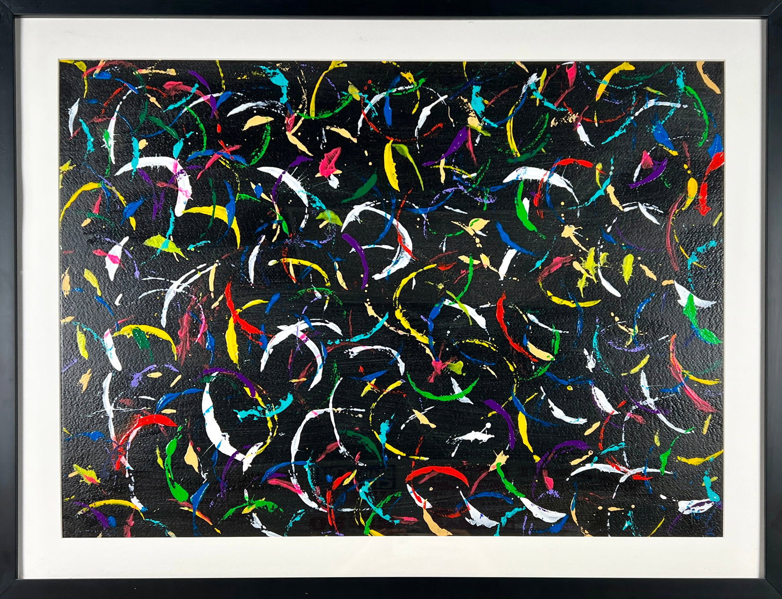 ABSTRACT PAINTING: SIGNED VAL. UNTITLED. ACRYLIC ON PAPER, FRAMED, 27"X35"