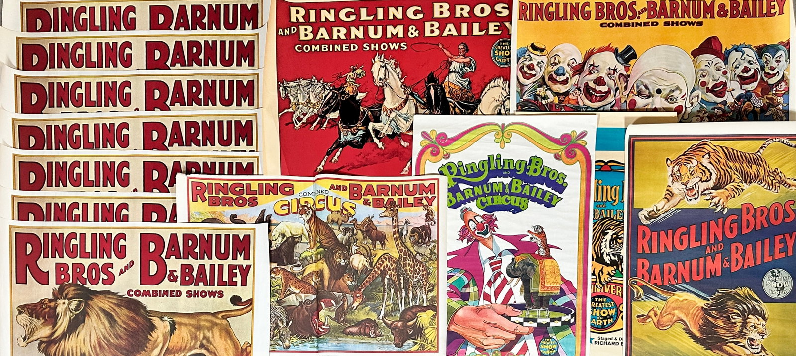 COLLECTION OF CIRCUS POSTERS: RESTRIKE CIRCUS POSTERS, UNMOUNTED, APPROXIMATELY 24"X34"