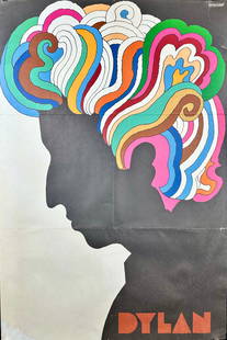 MILTON GLASER - BOB DYLAN POSTER: ORIGINAL POSTER WITH ILLUSTRATION BY MILTON GLASER, 1966. FOLDS AS ISSUED, TEAR AT UPPER MARGIN. 22"X33"