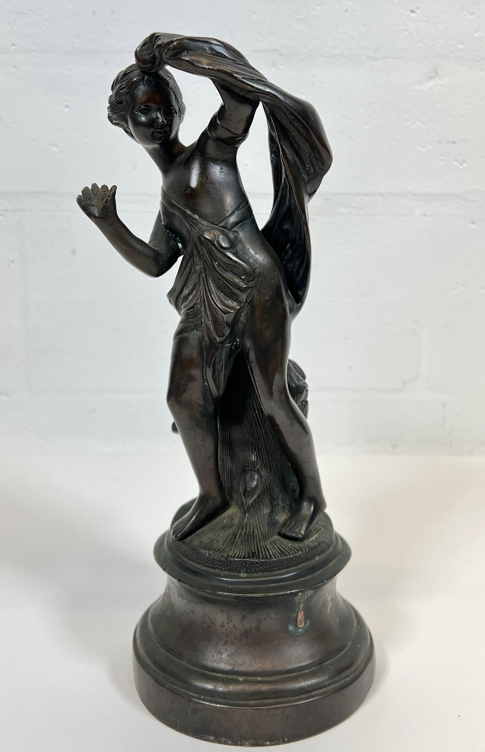 AFTER EMILE BRUCHON SCULPTURE: SPELTER SCULPTURE IN THE MANNTER OF EMIL BRUCHON "THE STORM", 14"