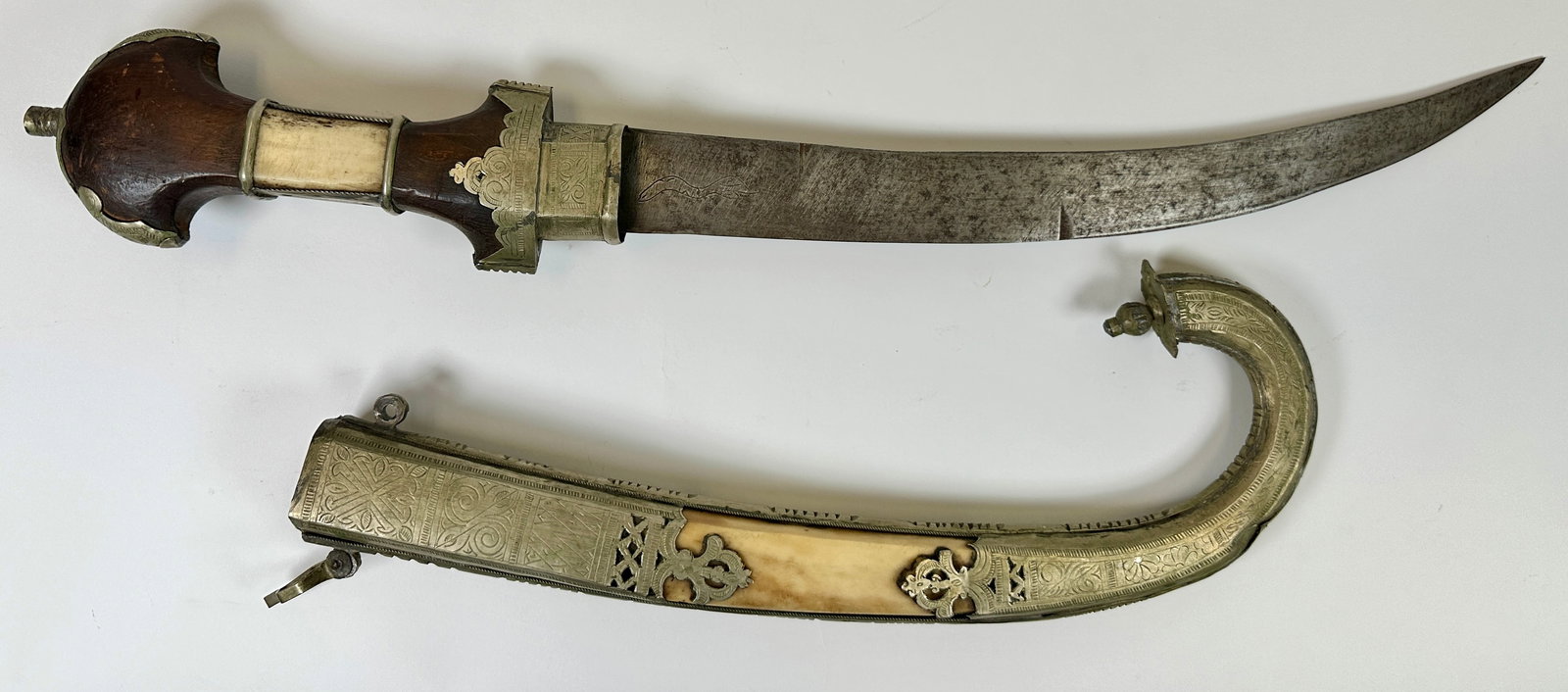 20TH C. INDO-PERSIAN DAGGER: ORNATE DAGGER WITH SCABBARD. 22" OVERALL