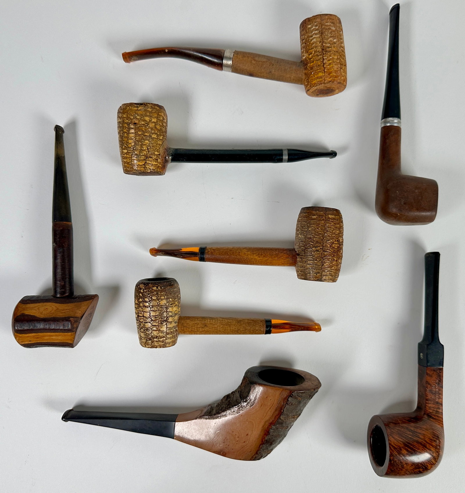 TOBACCO PIPE COLLECTION: IRWINS 9489, MEDICO VARSITY, ROPP AND CORN COB PIPES