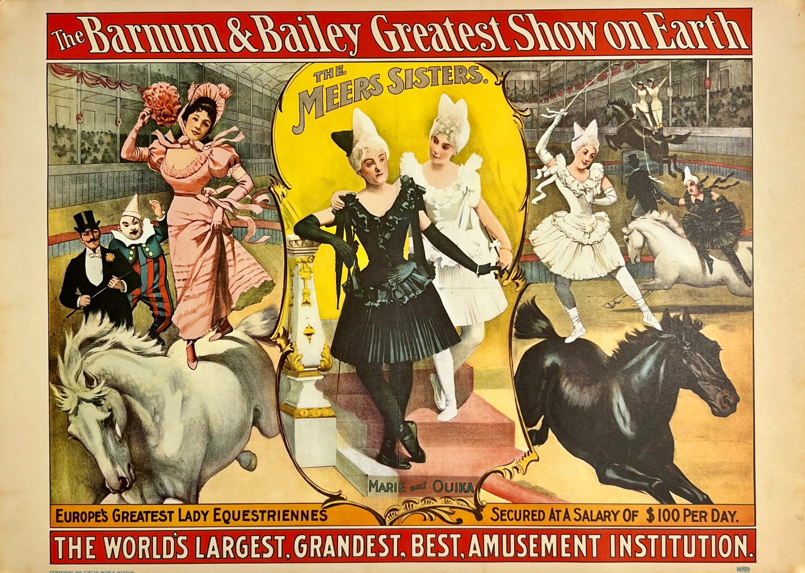 BARNUM & BAILEY CIRCUS POSTER: VINTAGE RESTRIKE. CIRCUS WORLD, 1960. 13.5"X19"