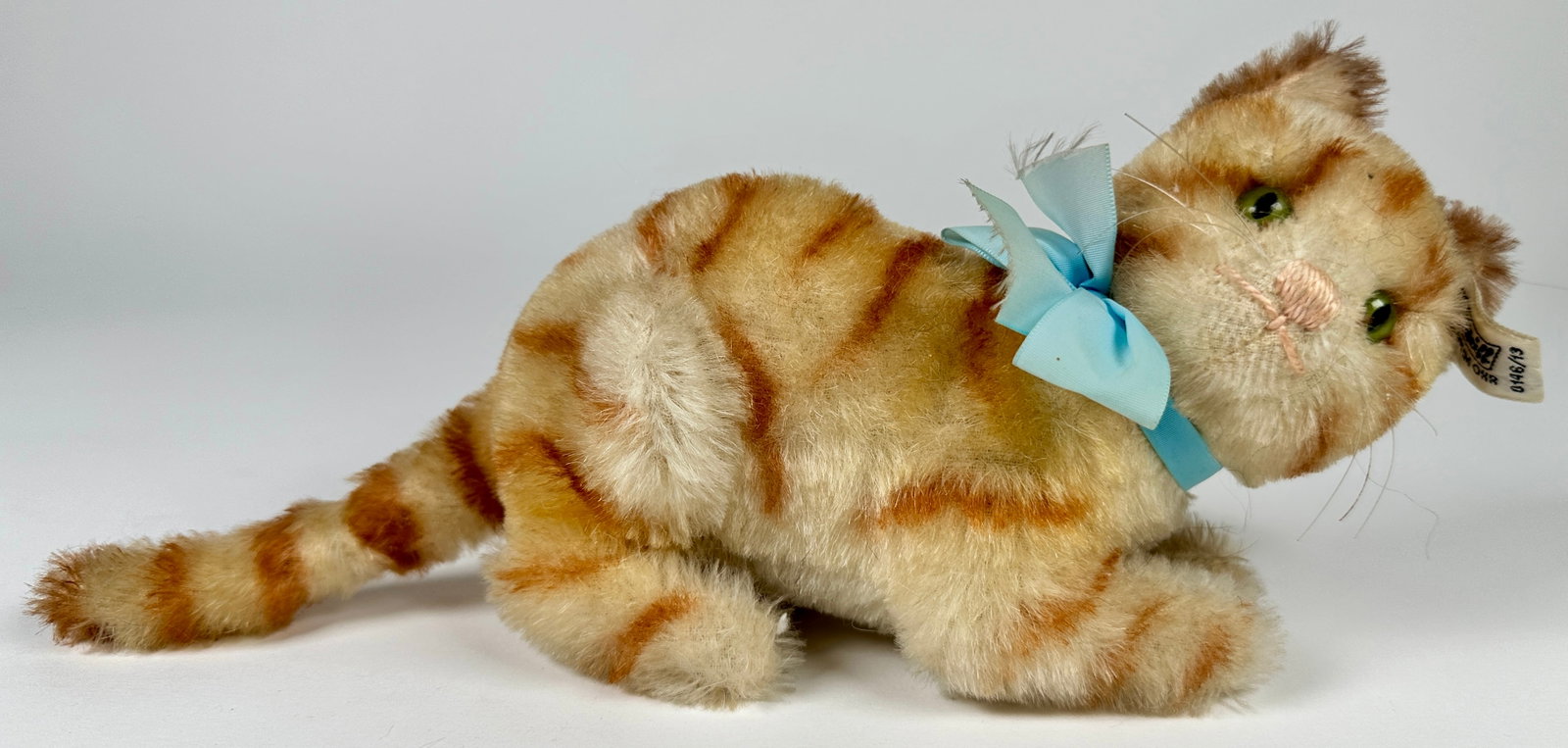 STEIFF - MOHAIR CAT: GINGER TABBY CAT, WEST GERMANY. 11"H