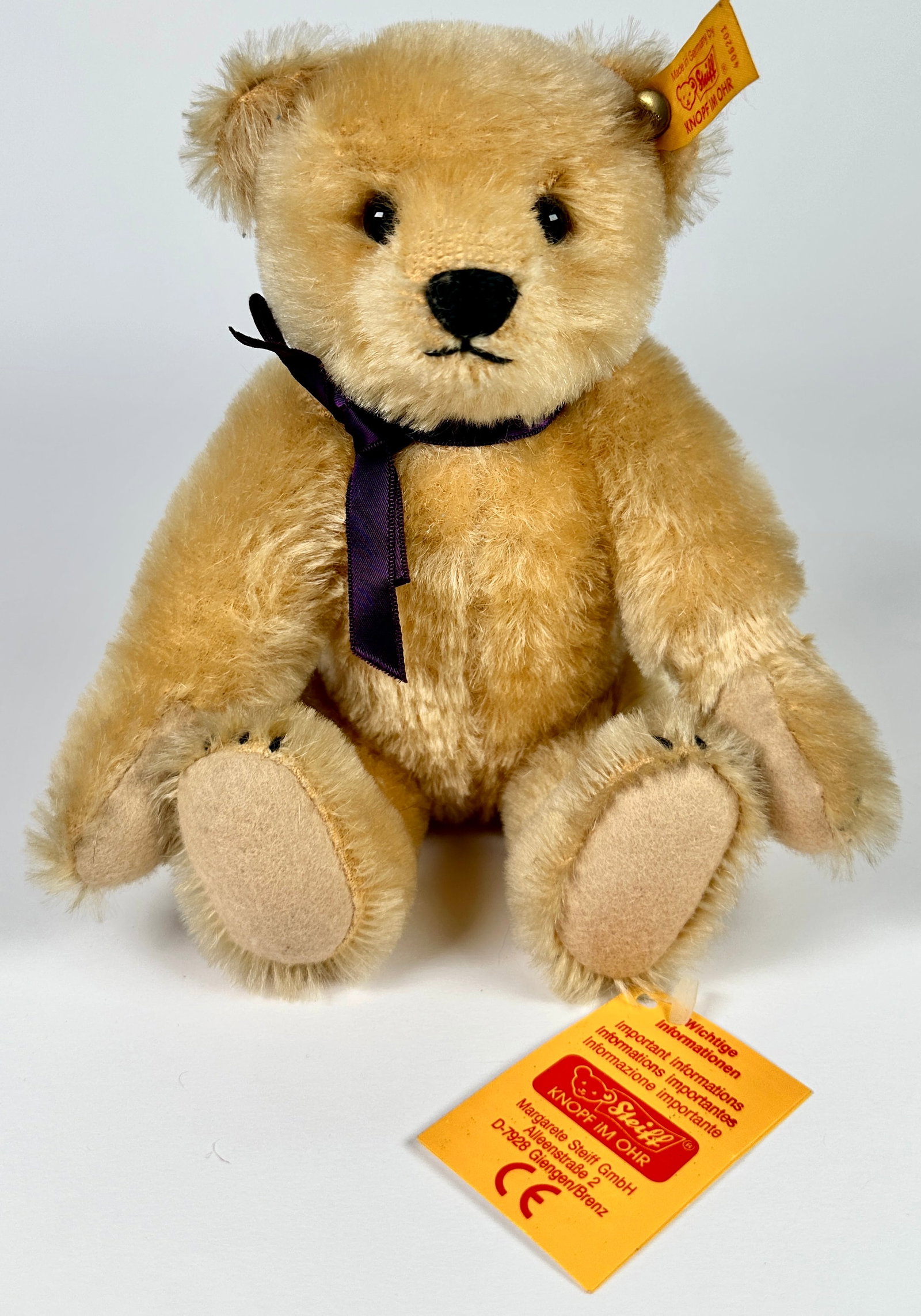 STEIFF - TEDDY BEAR: 1909 REPLICA, C.1988. 9"H