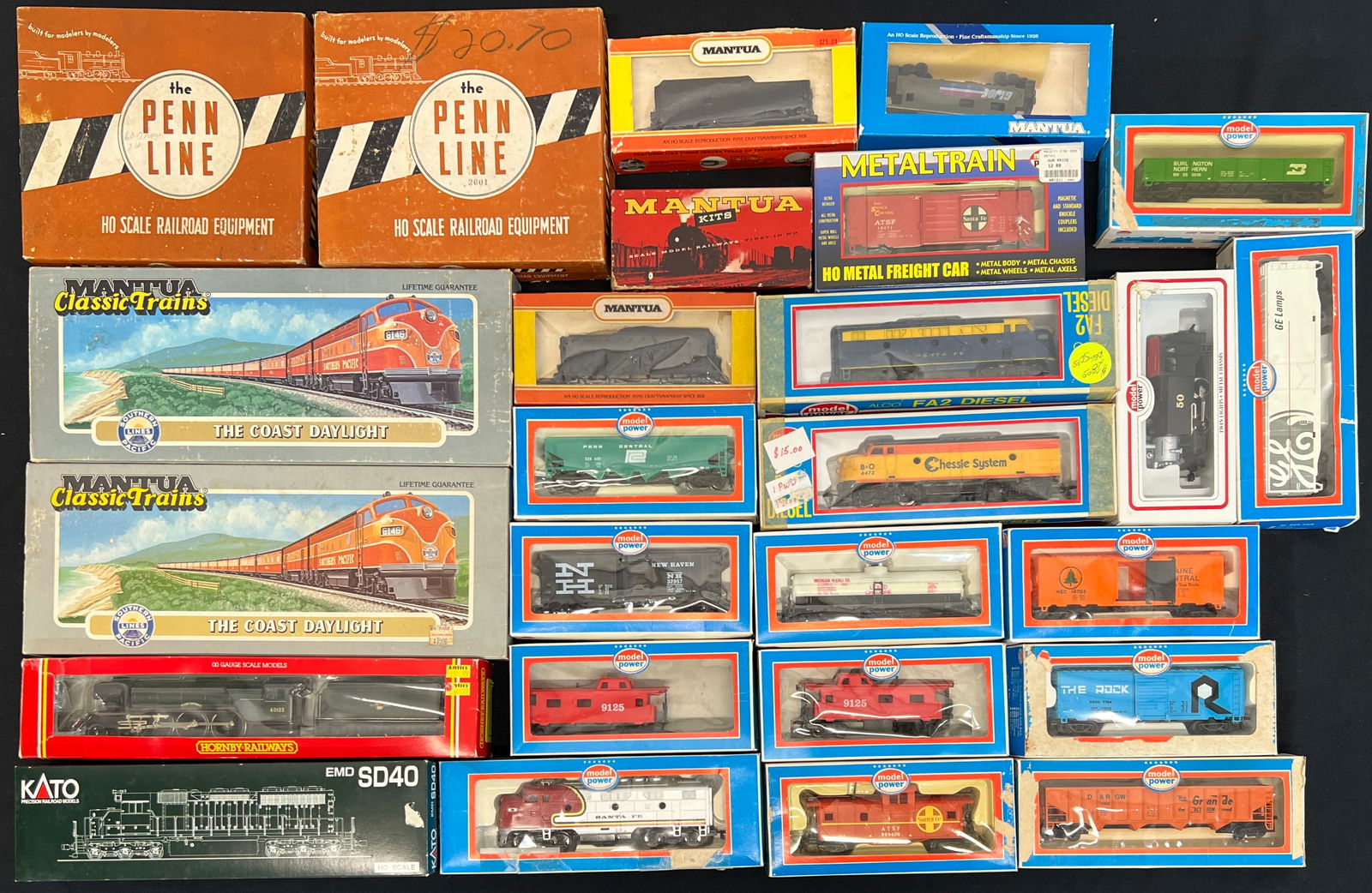 HO MODEL TRAIN COLLECTION: MANTUA, KATO, HORNBY, PENN LINE AND OTHERS