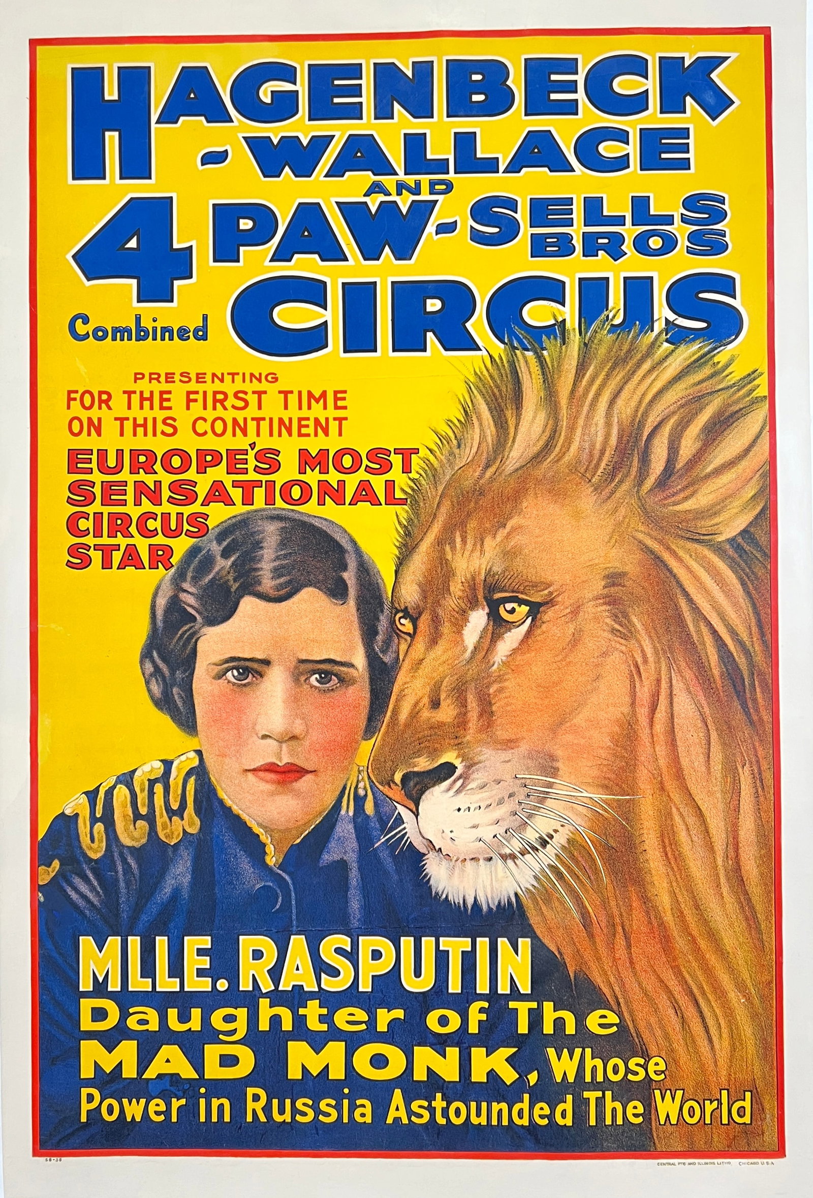 HAGENBECK-WALLACE 4PAW-SELLS BROS. CIRCUS POSTER (1 of 1)