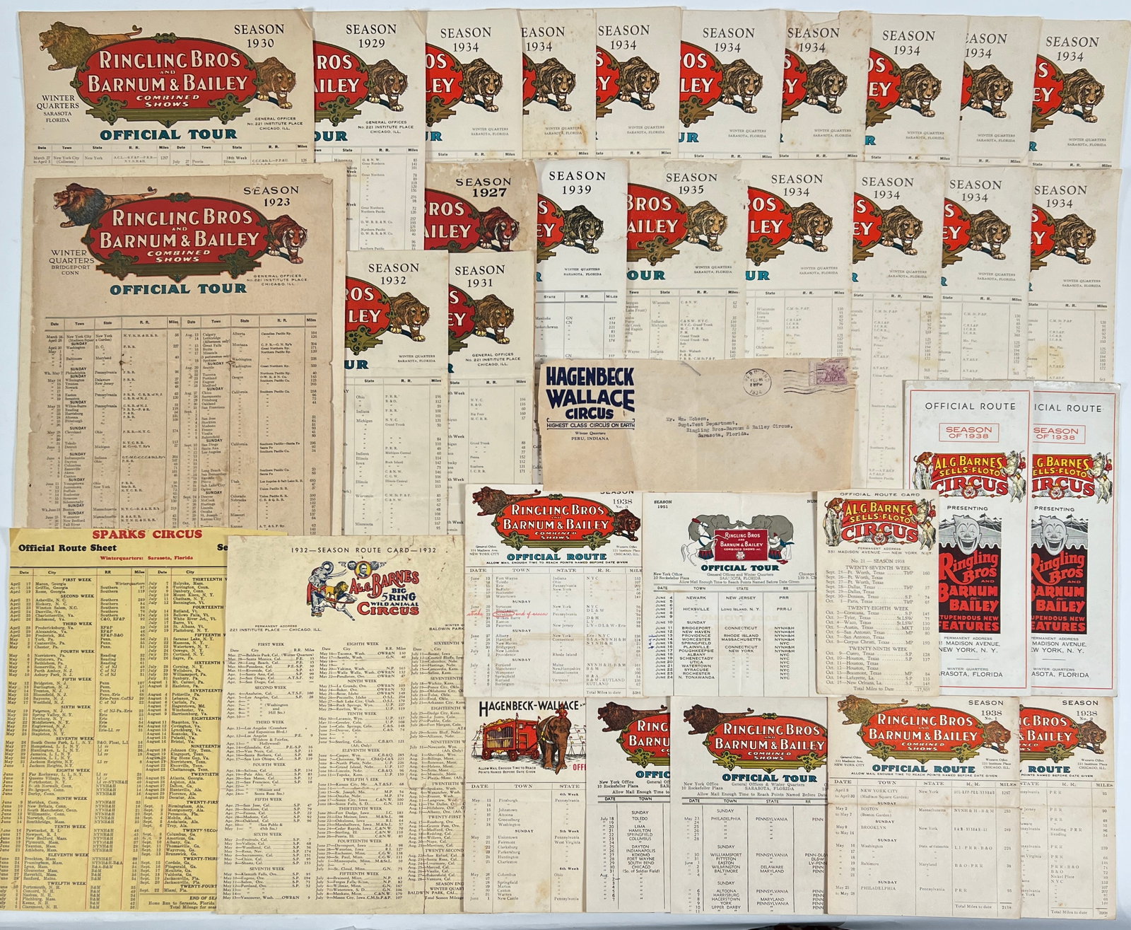 1930'S CIRCUS ROUTE CARD COLLECTION (1 of 1)