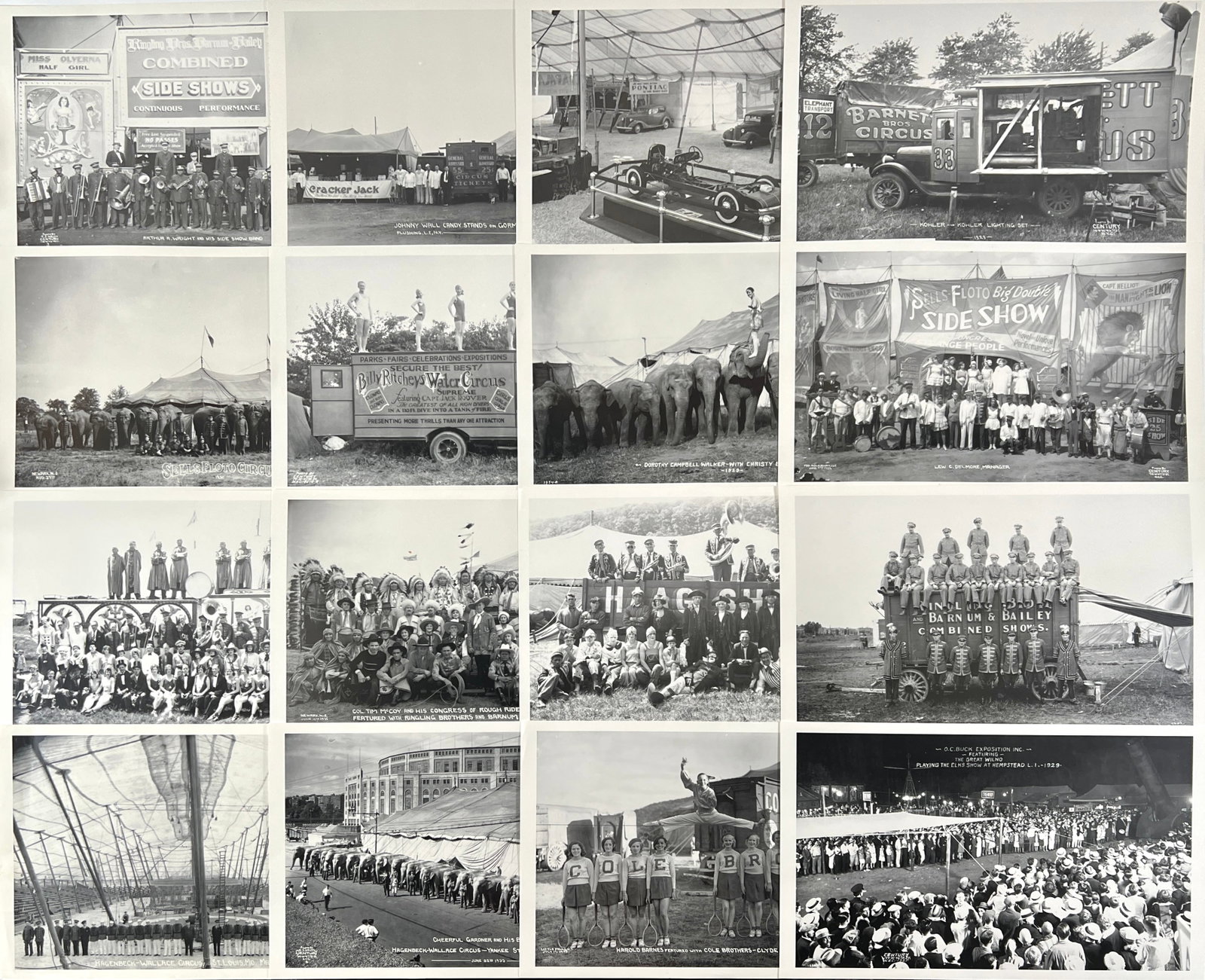EDWARD J. KELTY CIRCUS PHOTOGRAPHS: RESTRIKES FROM THE DUNN-TIBBALS COLLECTION. ICONIC KELTY PHOTOGRAPHY. ALL 12"X20"