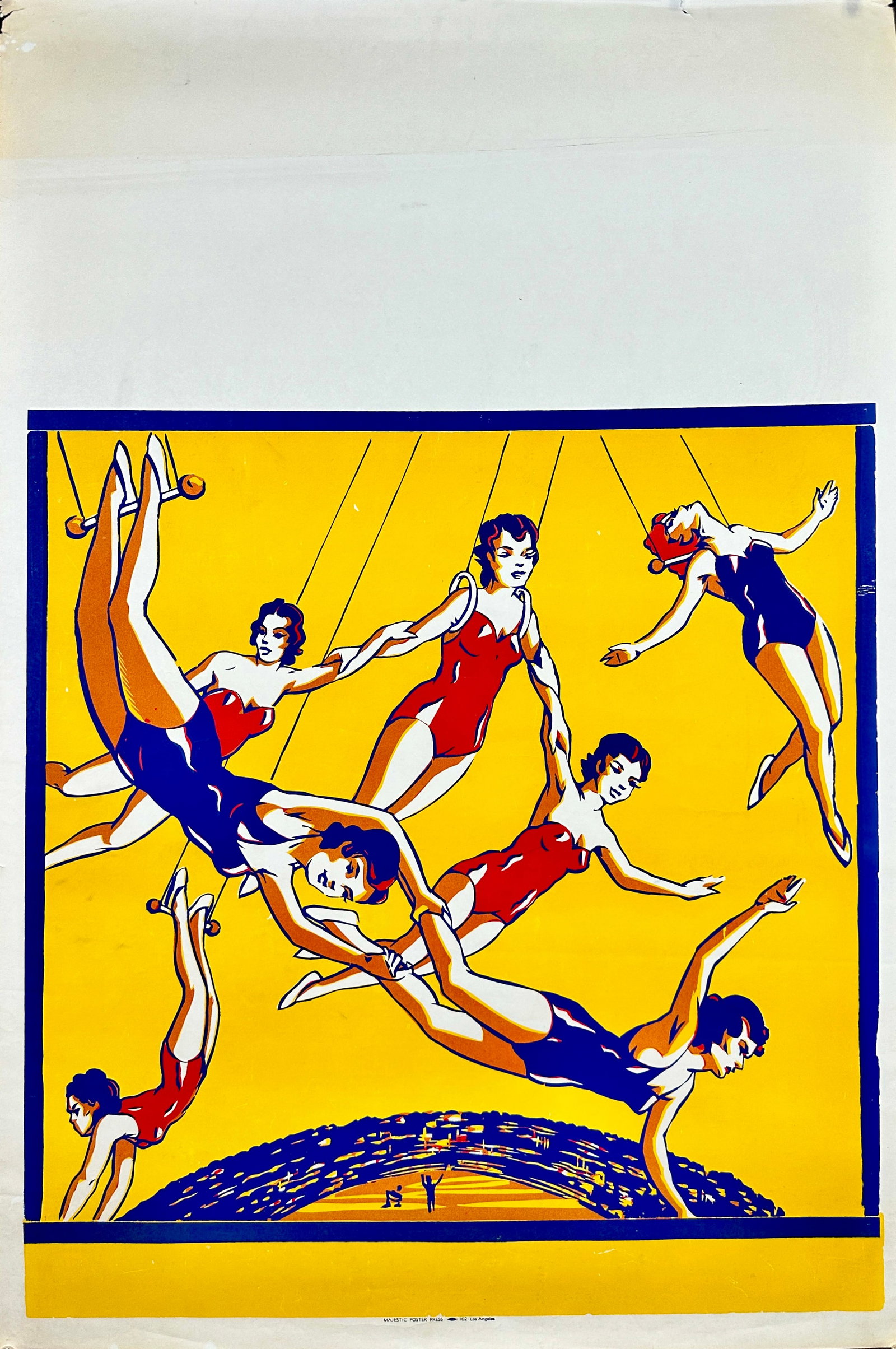 MAJESTIC POSTER PRESS STOCK POSTER: AERIAL ACTS. ONE SHEET, MAJESTIC POSTER PRESS. UNMOOUNTED, EDGE TEARS AT TOP MARGIN. APPROX. 28"X42"