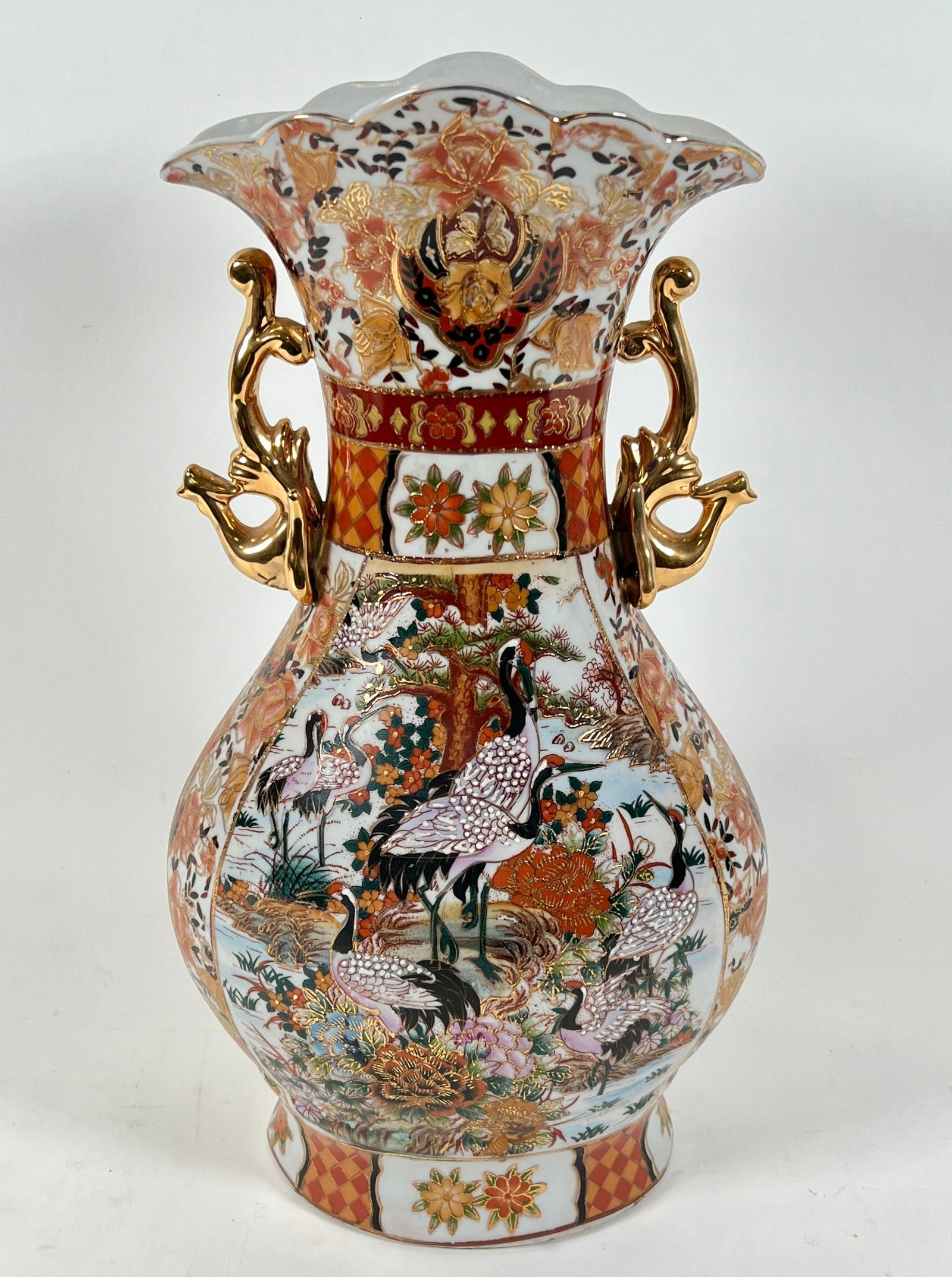 SATSUMA FIGURAL URN: MARKED. 17.75"