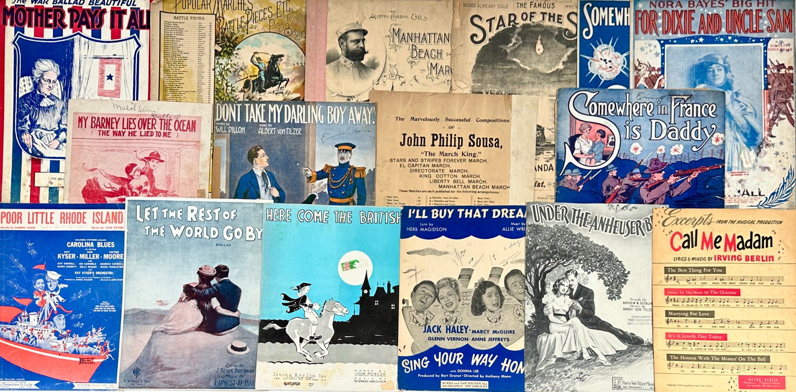 COLLECTION OF VINTAGE SHEET MUSIC: PATRIOTIC, MARCHES, SOUSA, ETC.