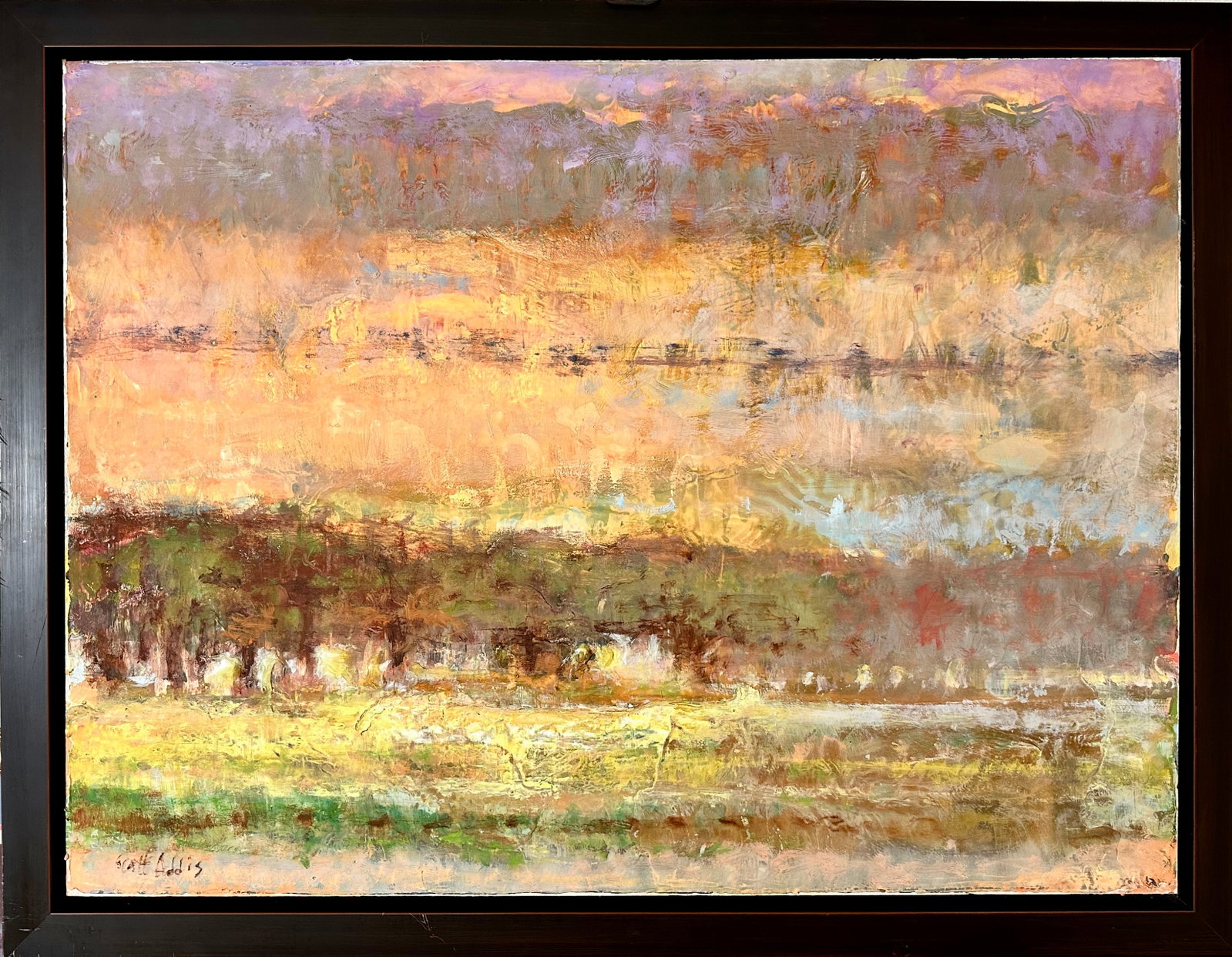 SCOTT ADDIS ABSTRACT PAINTING: PASTEL ON BOARD, FRAMED. 34"X44"
