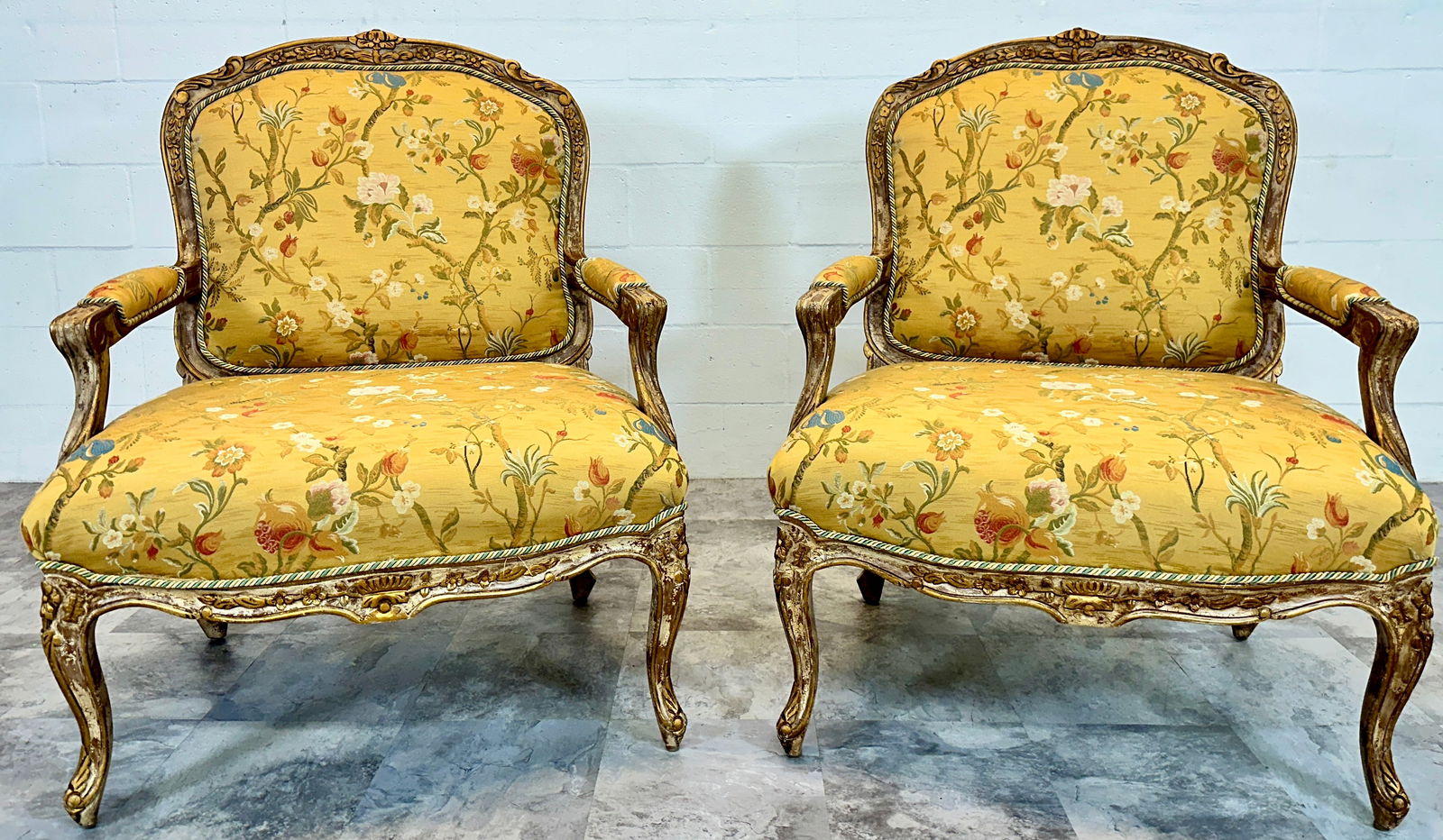 ITALIAN PROVINCIAL GILT WOOD ARM CHAIRS (1 of 4)