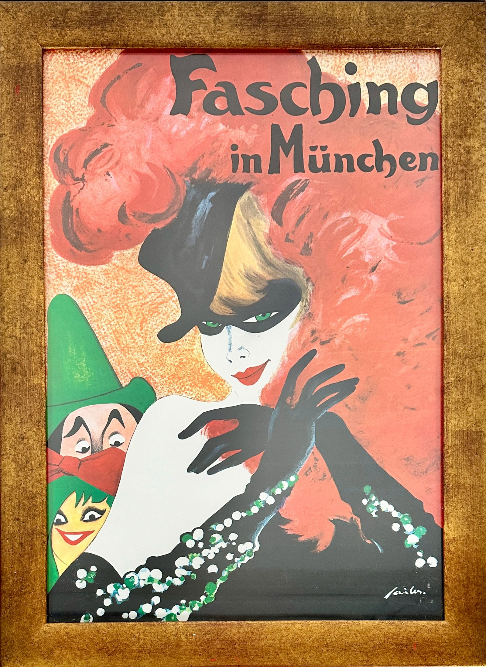 AFTER JOSEPH SAILOR PRINT: FASCHING IN MUNCHEN, FRAMED. 16"X22"