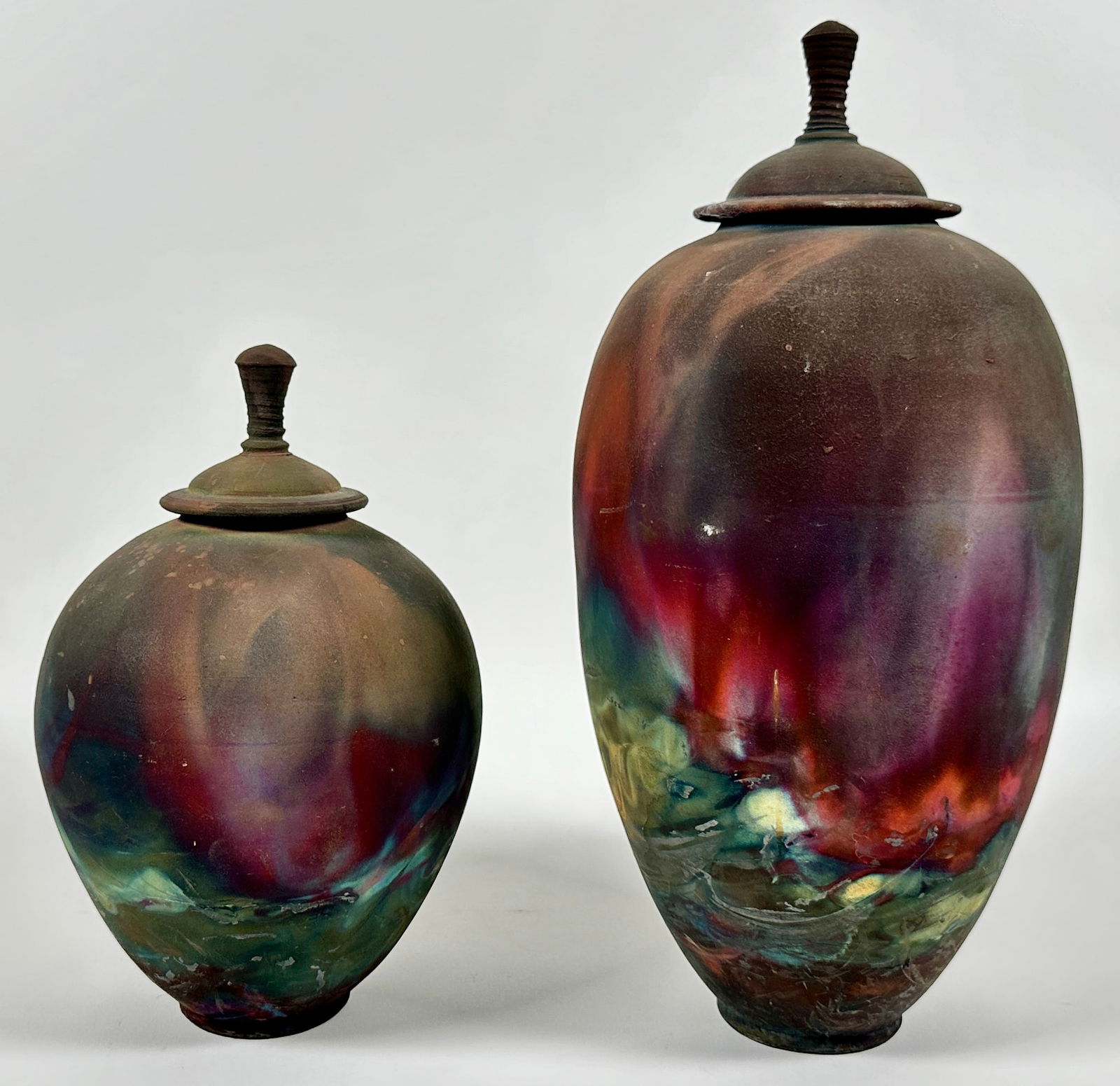 RAKU POTTERY LIDDED VESSELS - JINSONG KIM (1 of 2)