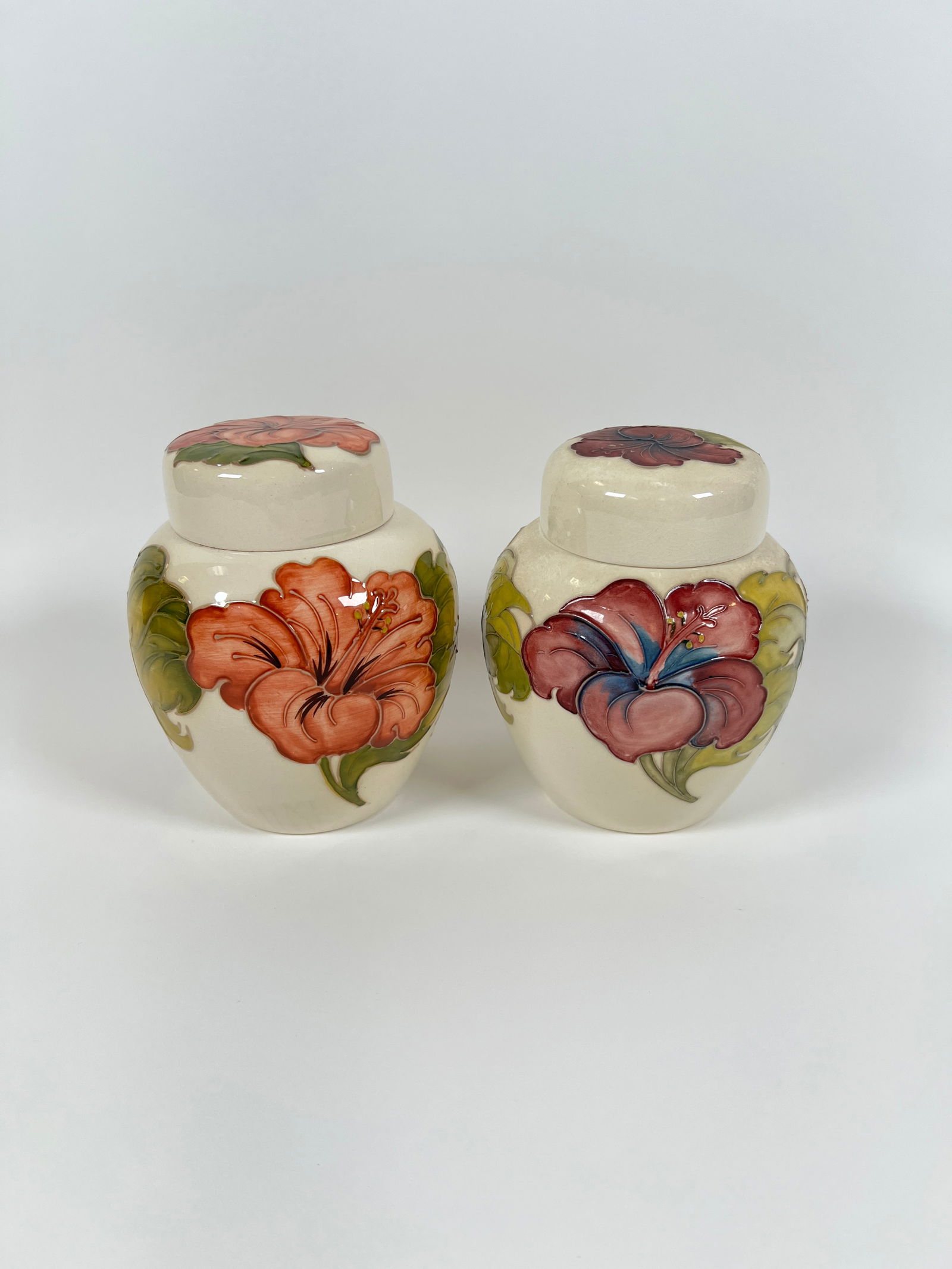 MOORCROFT HIBISCUS POTTERY JARS (1 of 2)