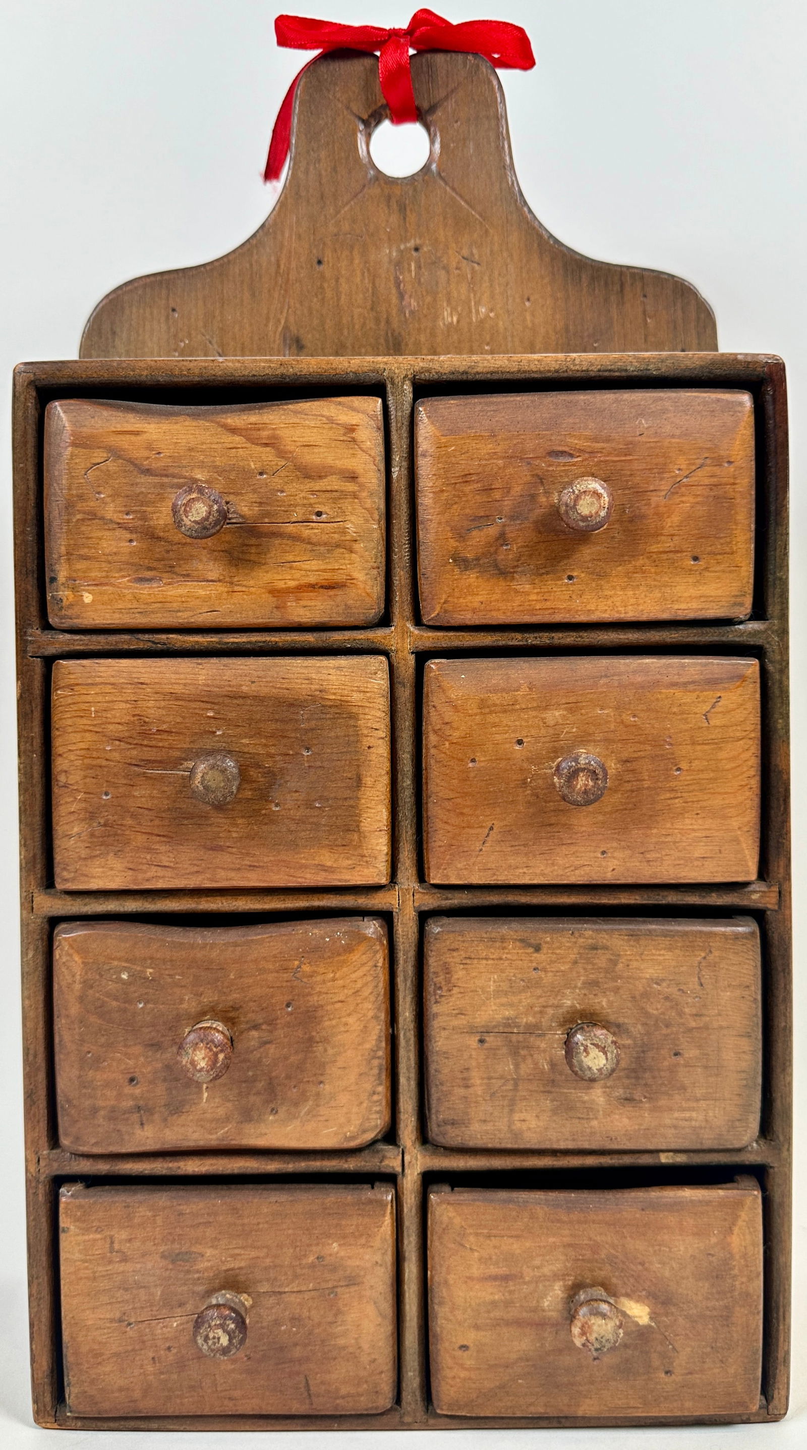 ANTIQUE SPICE CABINET: 8 DRAWER. 15.5"H, 8"W, 3.5"