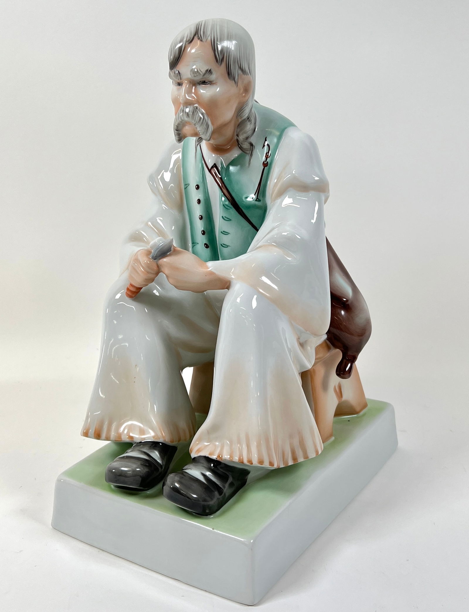 ZSOLNAY PORCELAIN FIGURE: HALLMARKED, 13"H