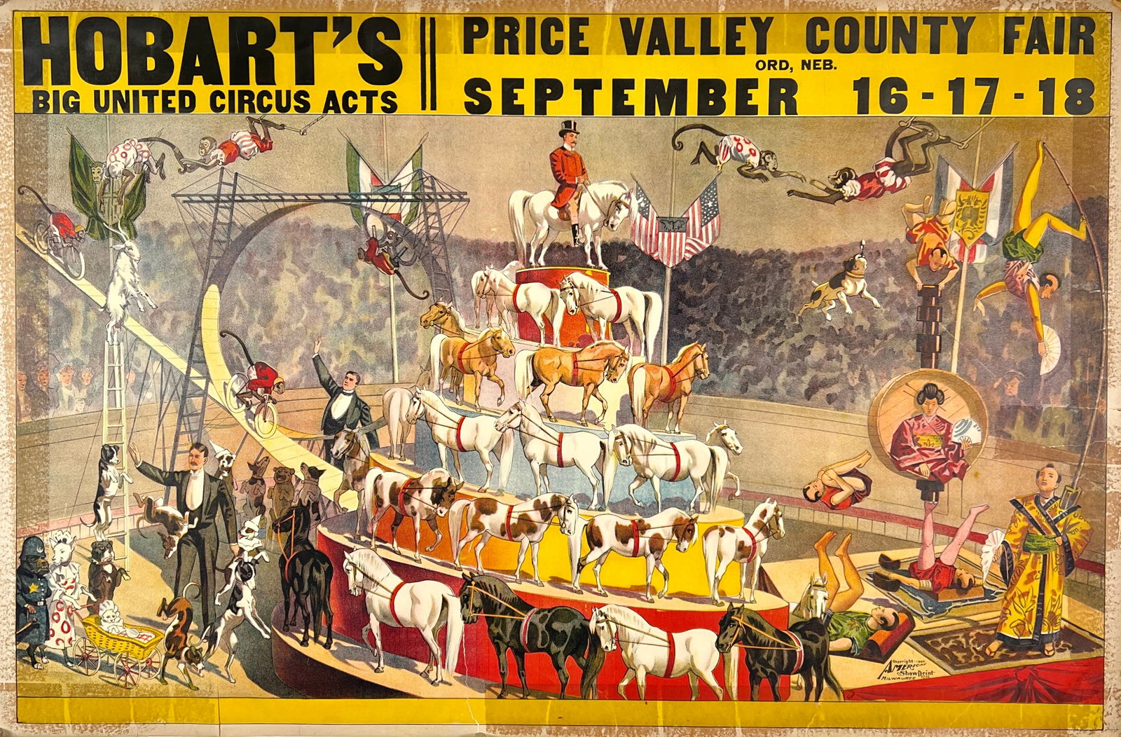 HOBARTS BIG UNITED CIRCUS ACTS POSTER (1 of 1)