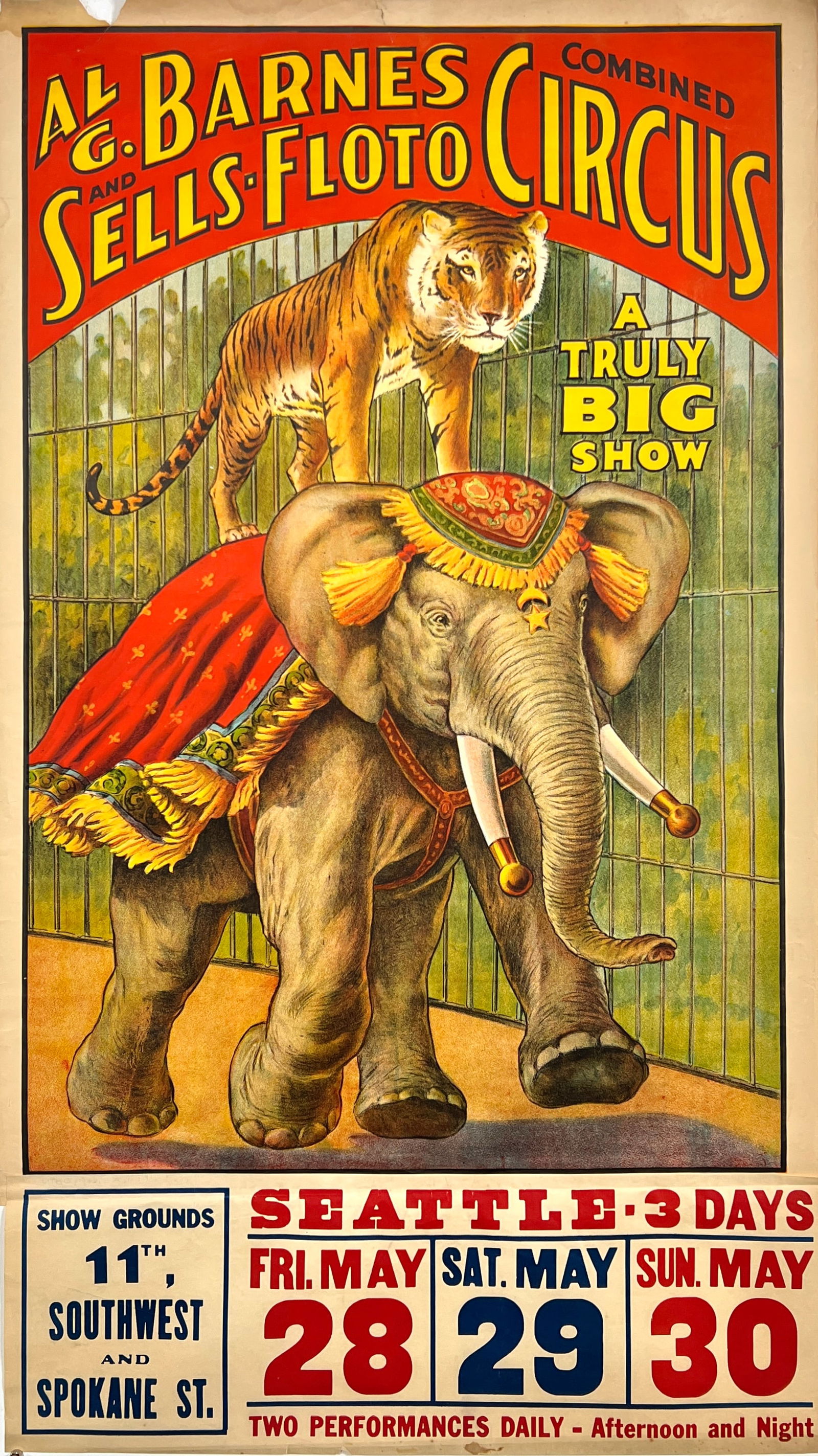 AL G. BARNES SELLS-FLOTO COMBINED CIRCUS POSTER (1 of 1)
