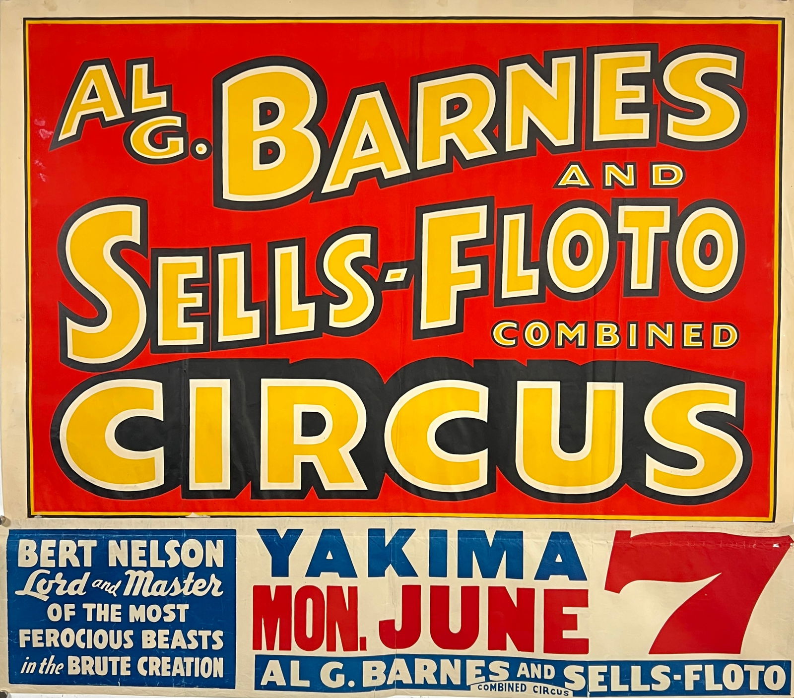 AL G. BARNES SELLS-FLOTO COMBINED CIRCUS POSTER (1 of 1)