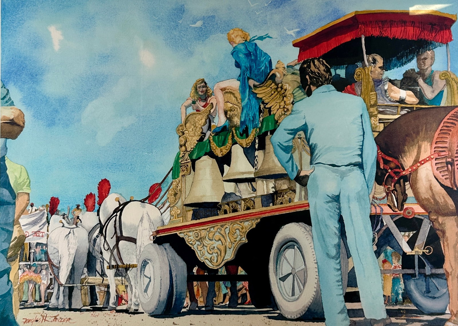 DOUGLAS TELLER LIMITED EDITION GICLEE: SIGNED AND TITLED: READY WHEN YOU ARE C.B. UNMOUNTED. 26"X34"