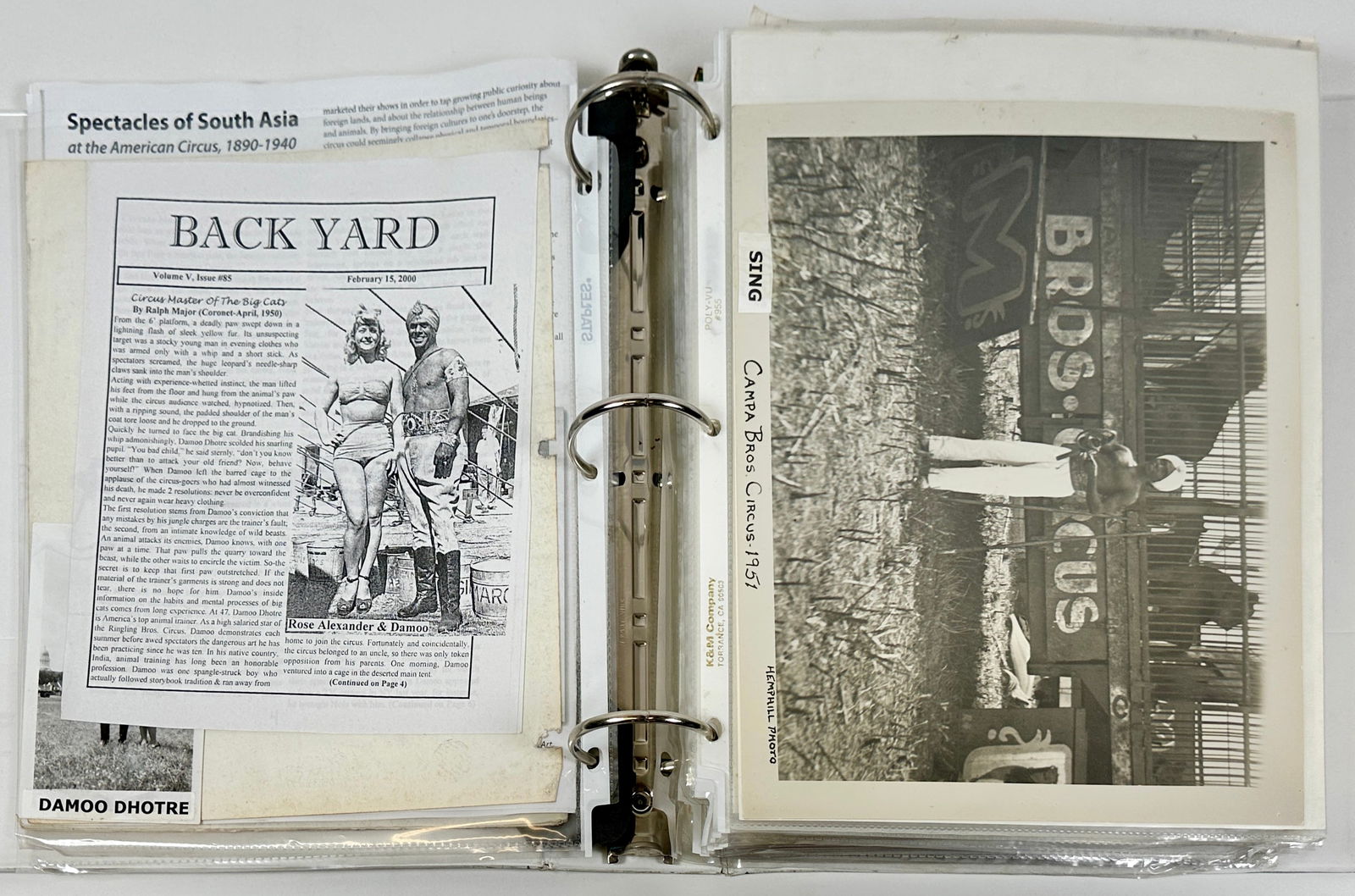 ROBERT F. HOUSTON CIRCUS ARCHIVE: ROBERT F. HOUSTON COLLECTION - PROGRAMS, ADVERTISING, POSTCARDS, PHOTOS, CLIPPING PERTAINING TO ASIAN INDIAN CIRCUS.