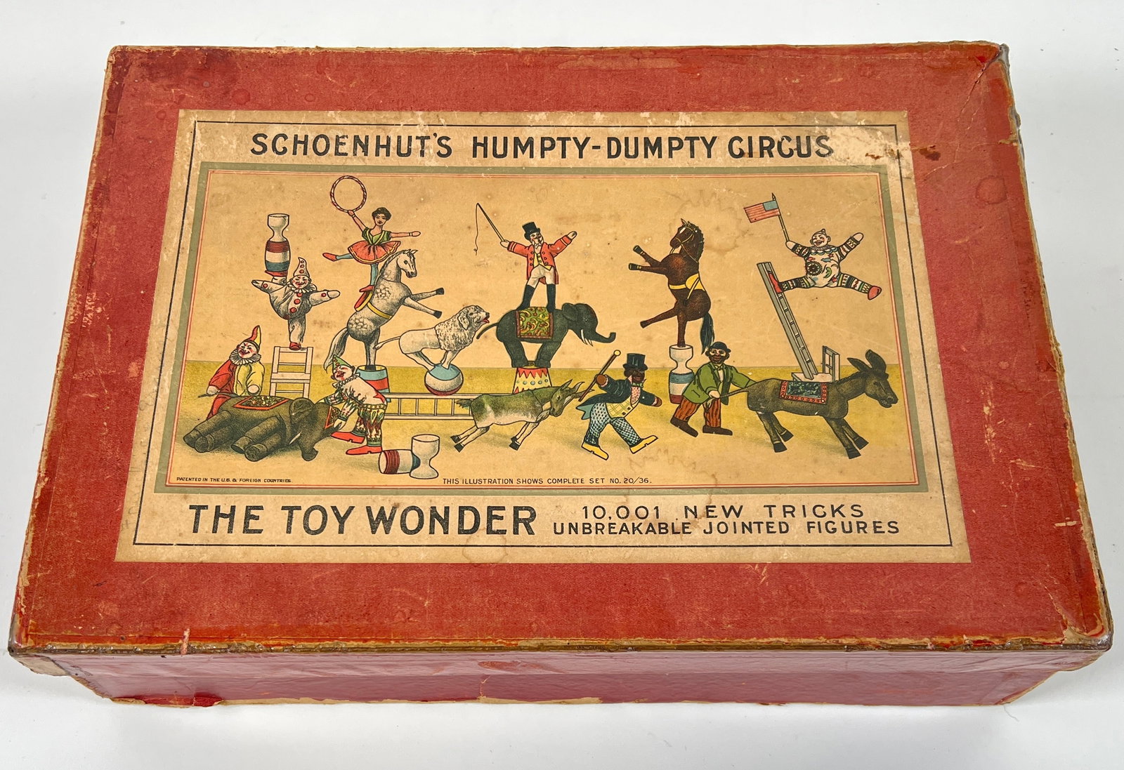SCHOENHUT'S HUMPTY DUMPTY CIRCUS: THE TOY WONDER, ORIGINAL TOY CARTON.