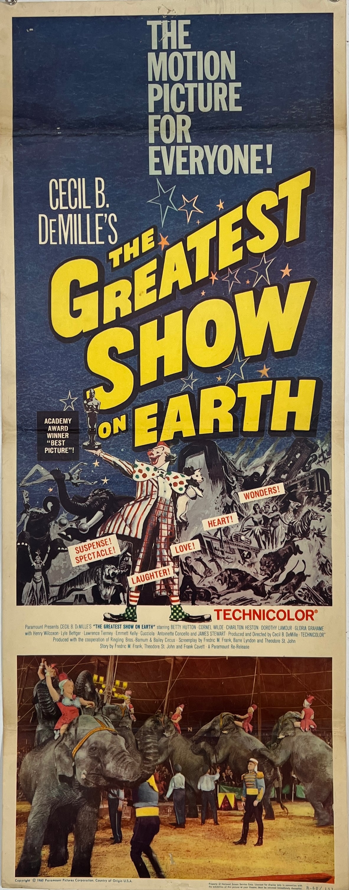 THE GREATEST SHOW ON EARTH MOTION PICTURE POSTER (1 of 1)