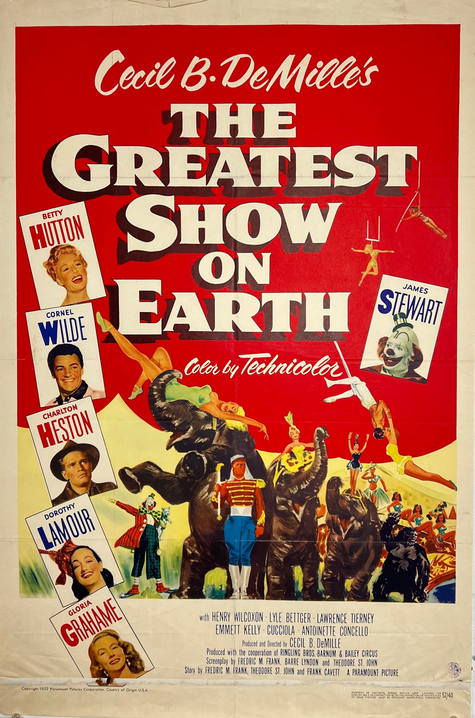 THE GREATEST SHOW ON EARTH MOTION PICTURE POSTER (1 of 1)
