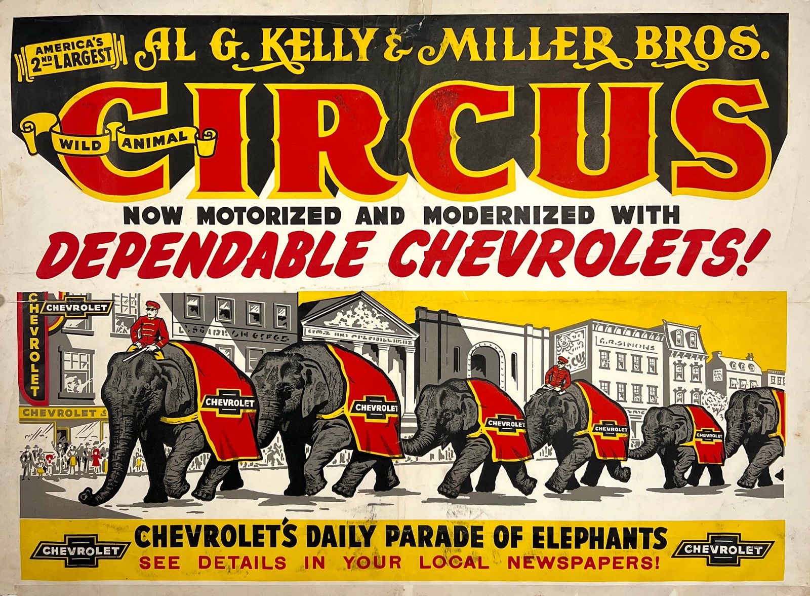 KELLY-MILLER BROS. CIRCUS POSTER - CHEVROLET (1 of 1)