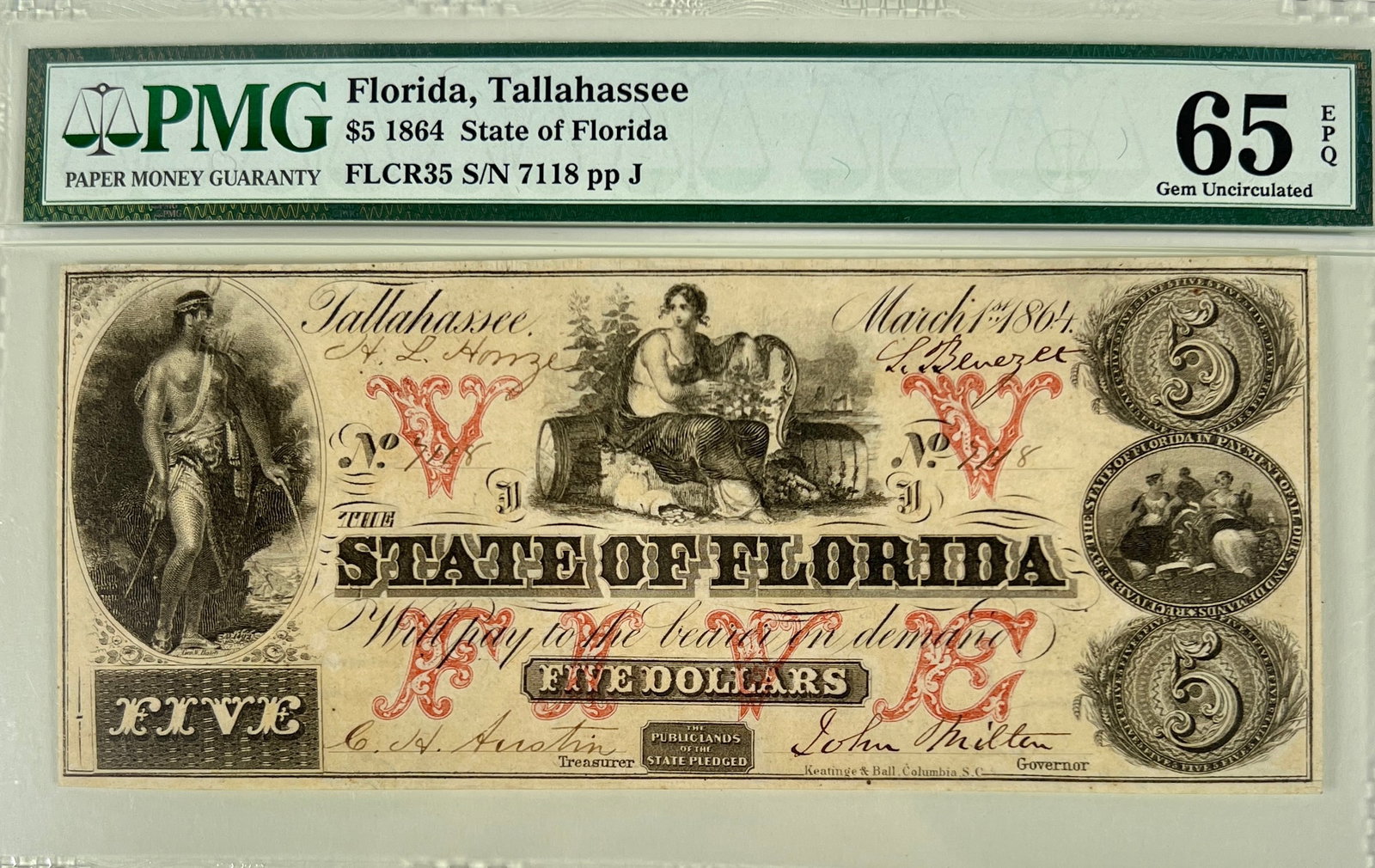STATE OF FLORIDA $5 OBSOLETE NOTE (1 of 1)