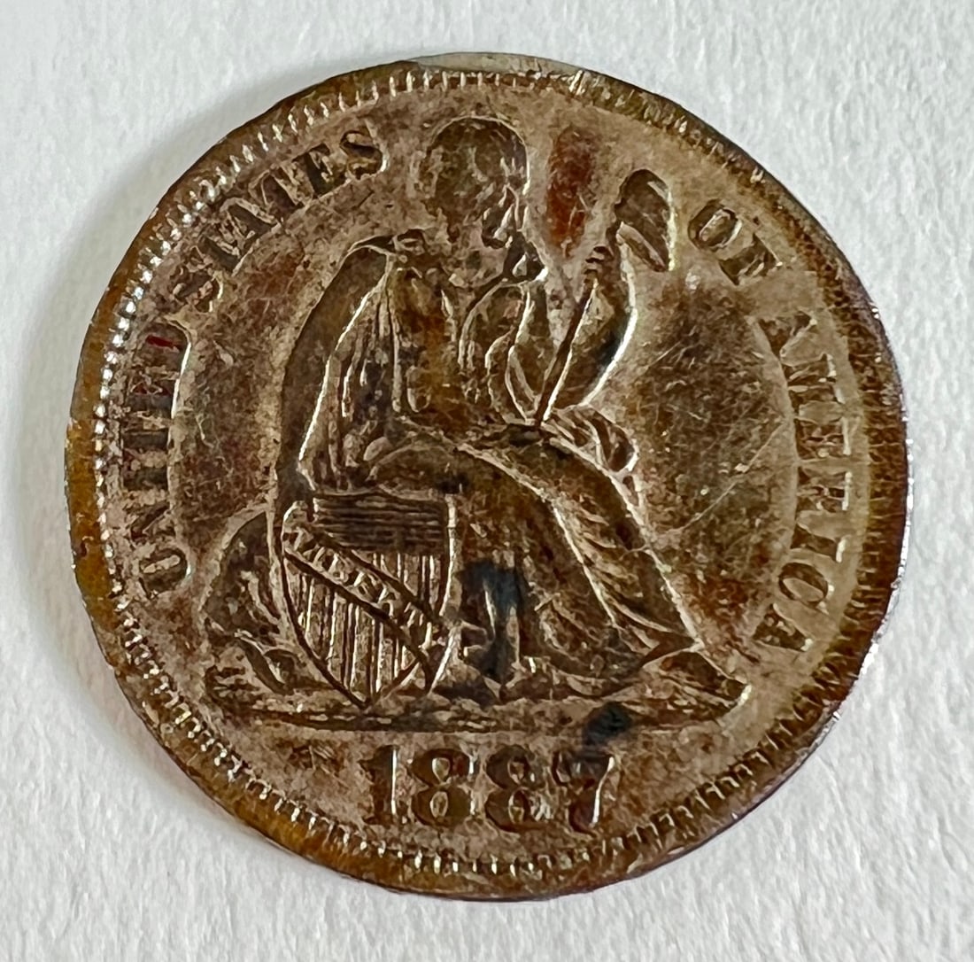 1887 SEATED DIME LOVE TOKEN (1 of 2)