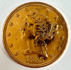 1885 U.S. $5 GOLD LIBERTY COIN