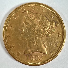 1885-S U.S. LIBERTY $5 GOLD COIN
